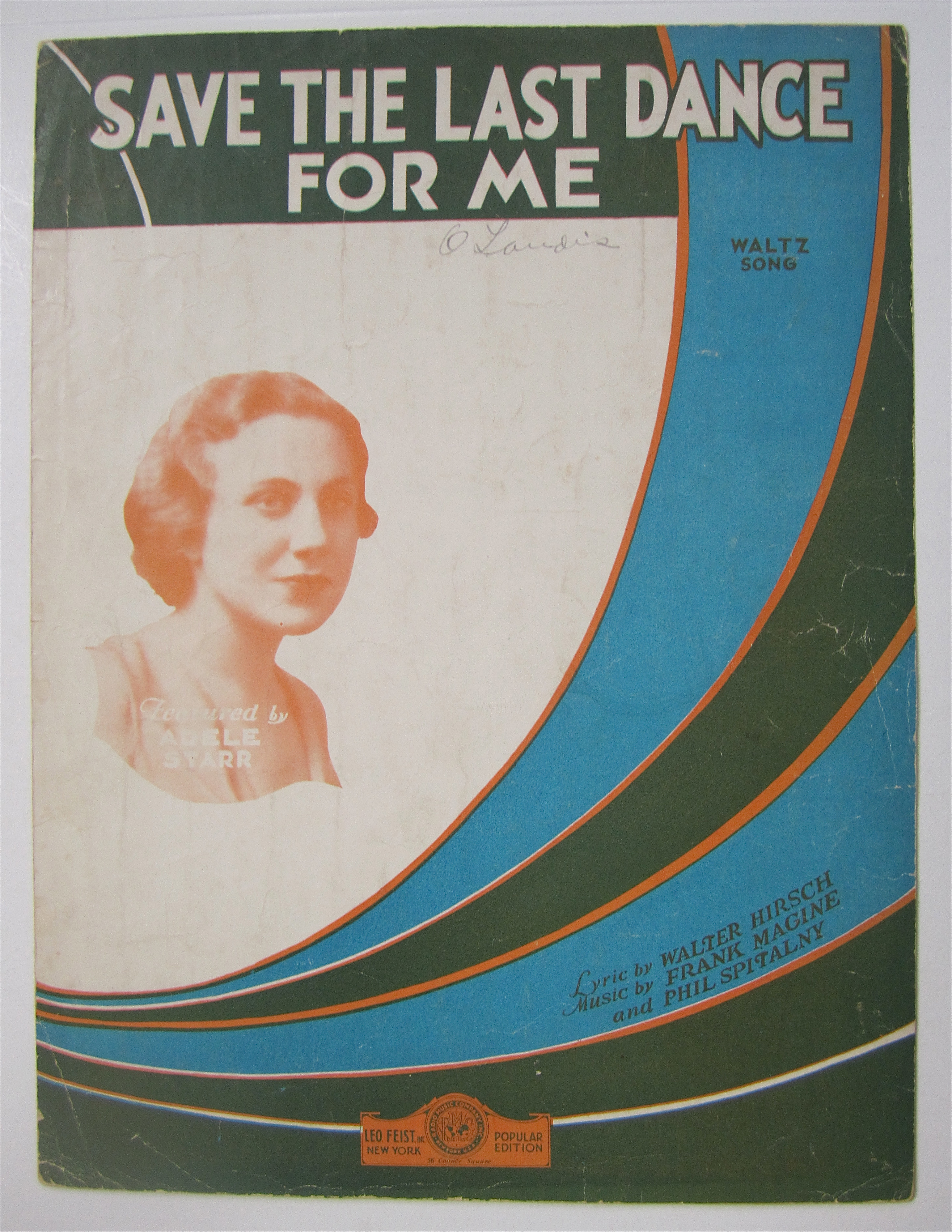 Sheet Music 1931 Save The Last Dance For Me