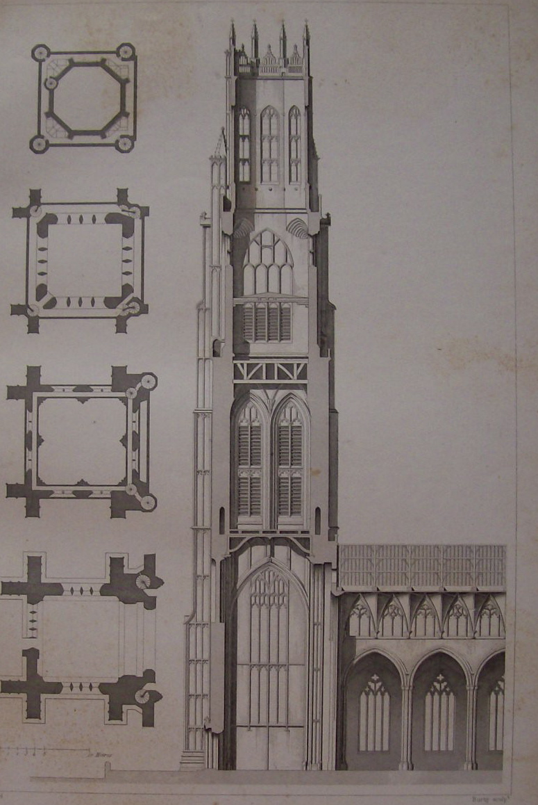 Eglise De St Botolph, A Boston (1852 Lithograph)