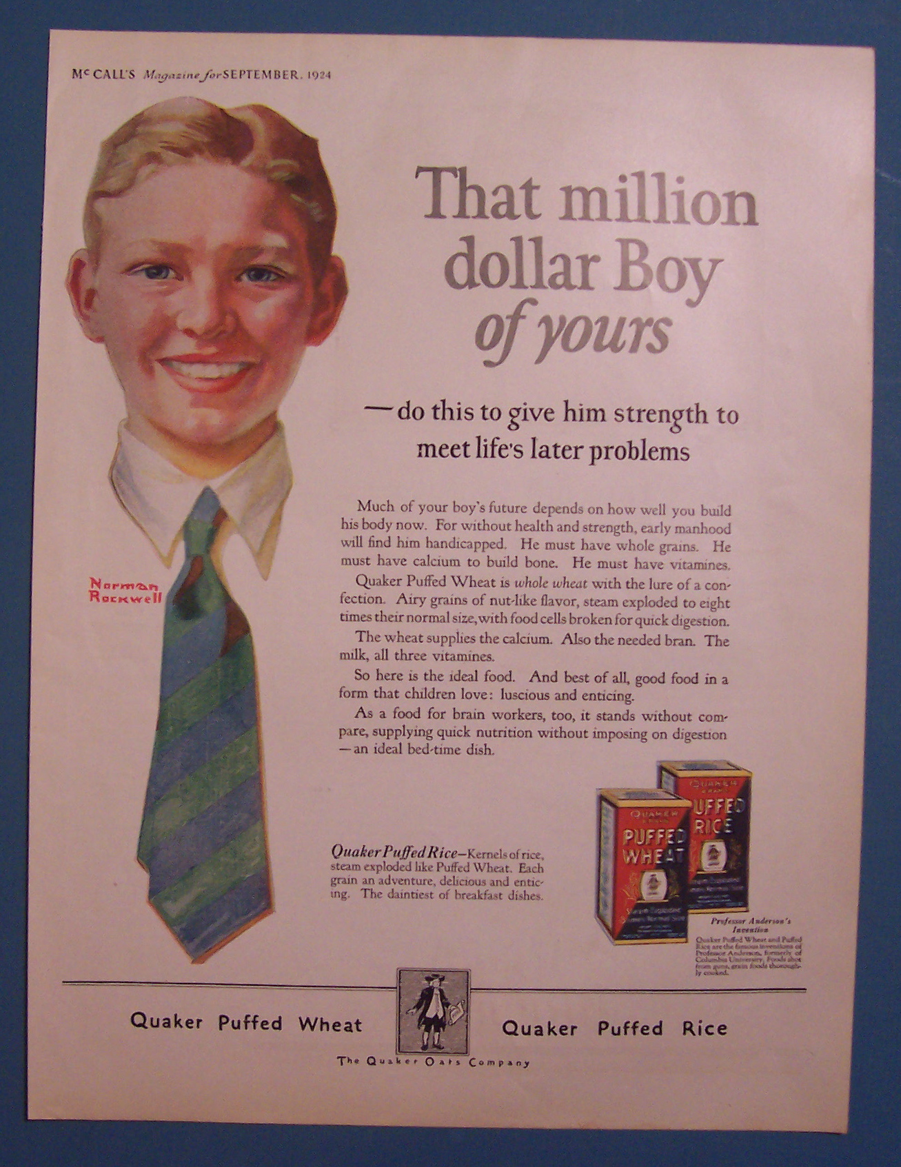 1924 Quaker Puffed Wheat with Norman Rockwell