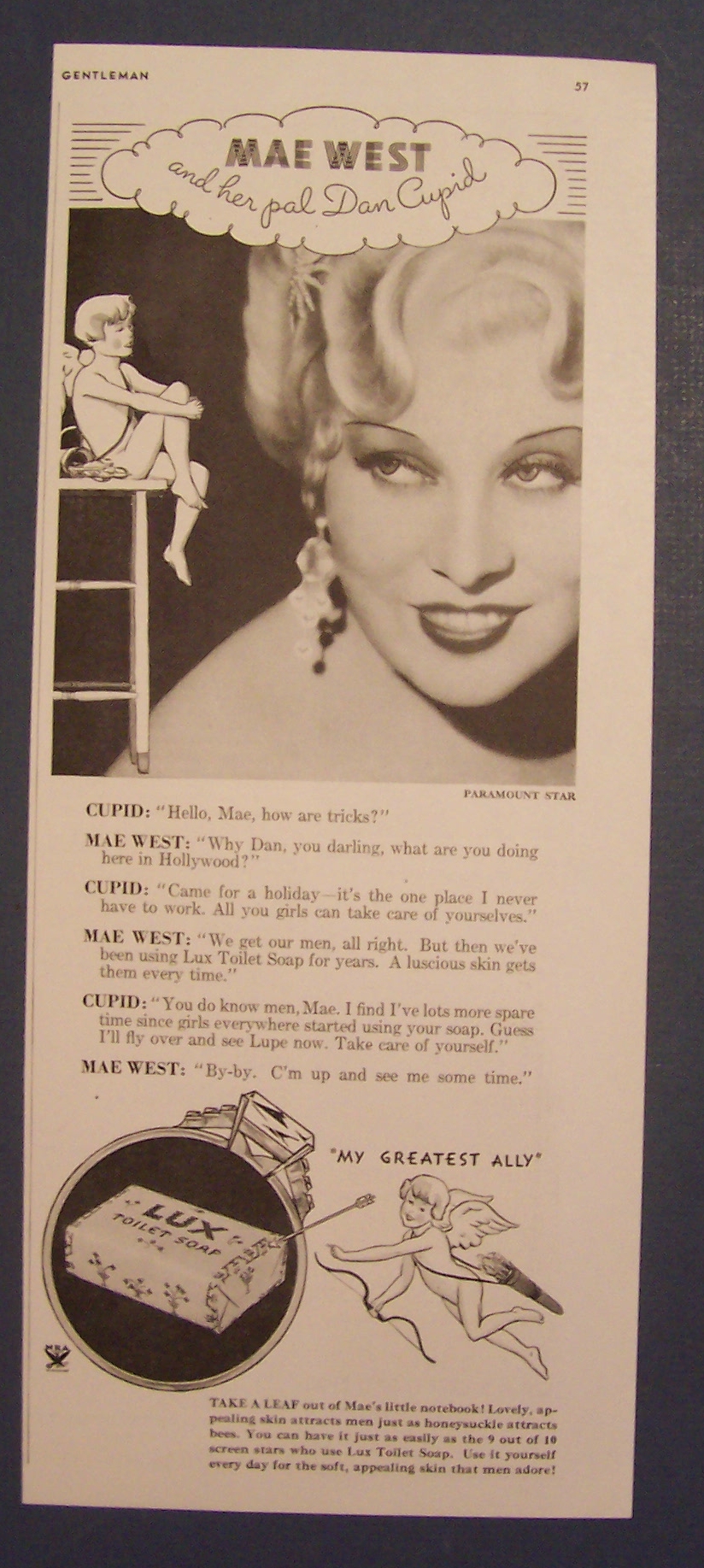 1934 Lux Toilet Soap with Mae West
