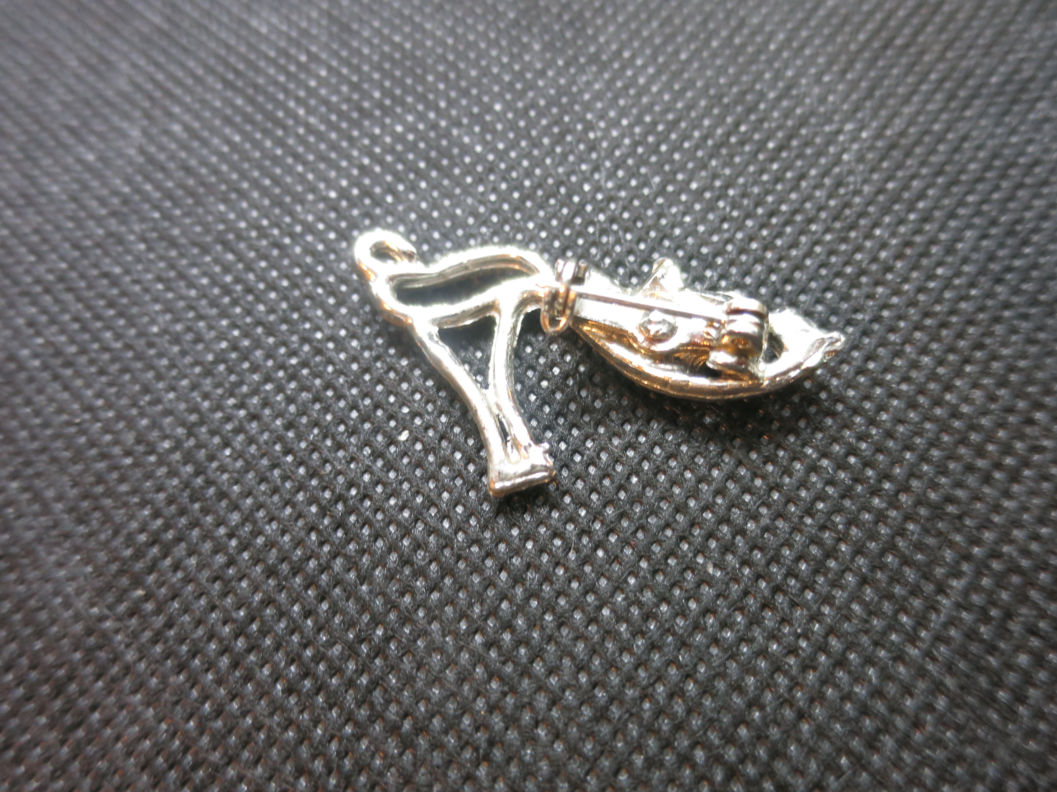 Shoe Pin High Heel with Rhinestones Silver