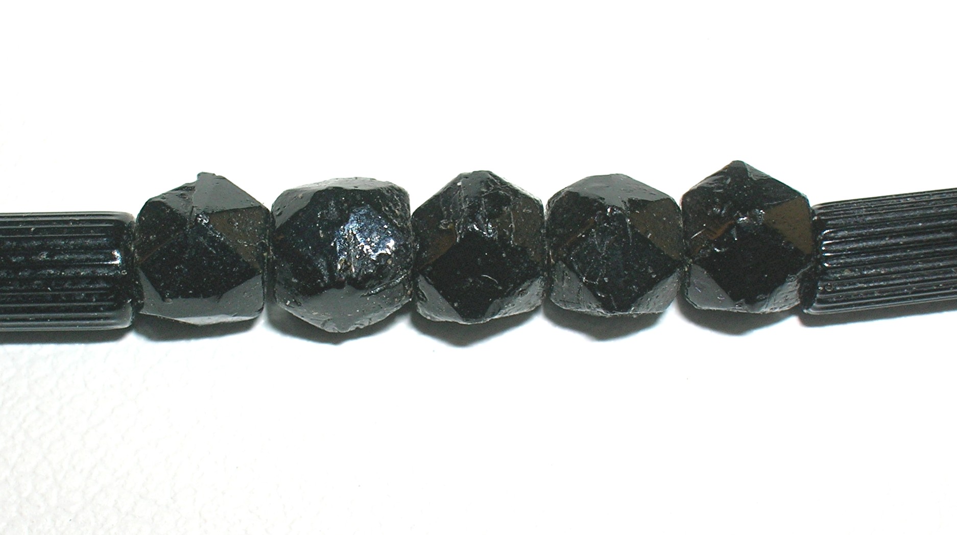 31 Inch Hand Carved Jet Black Bead Necklace