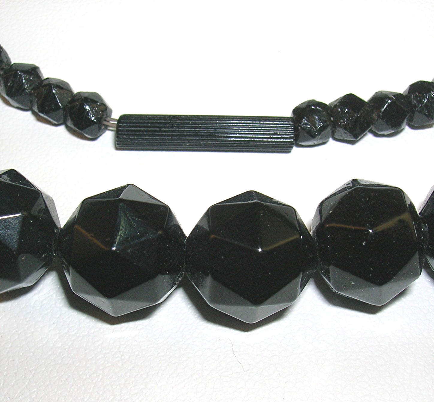 31 Inch Hand Carved Jet Black Bead Necklace