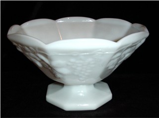 Milk Glass Paneled Grape Pedestal Bowl