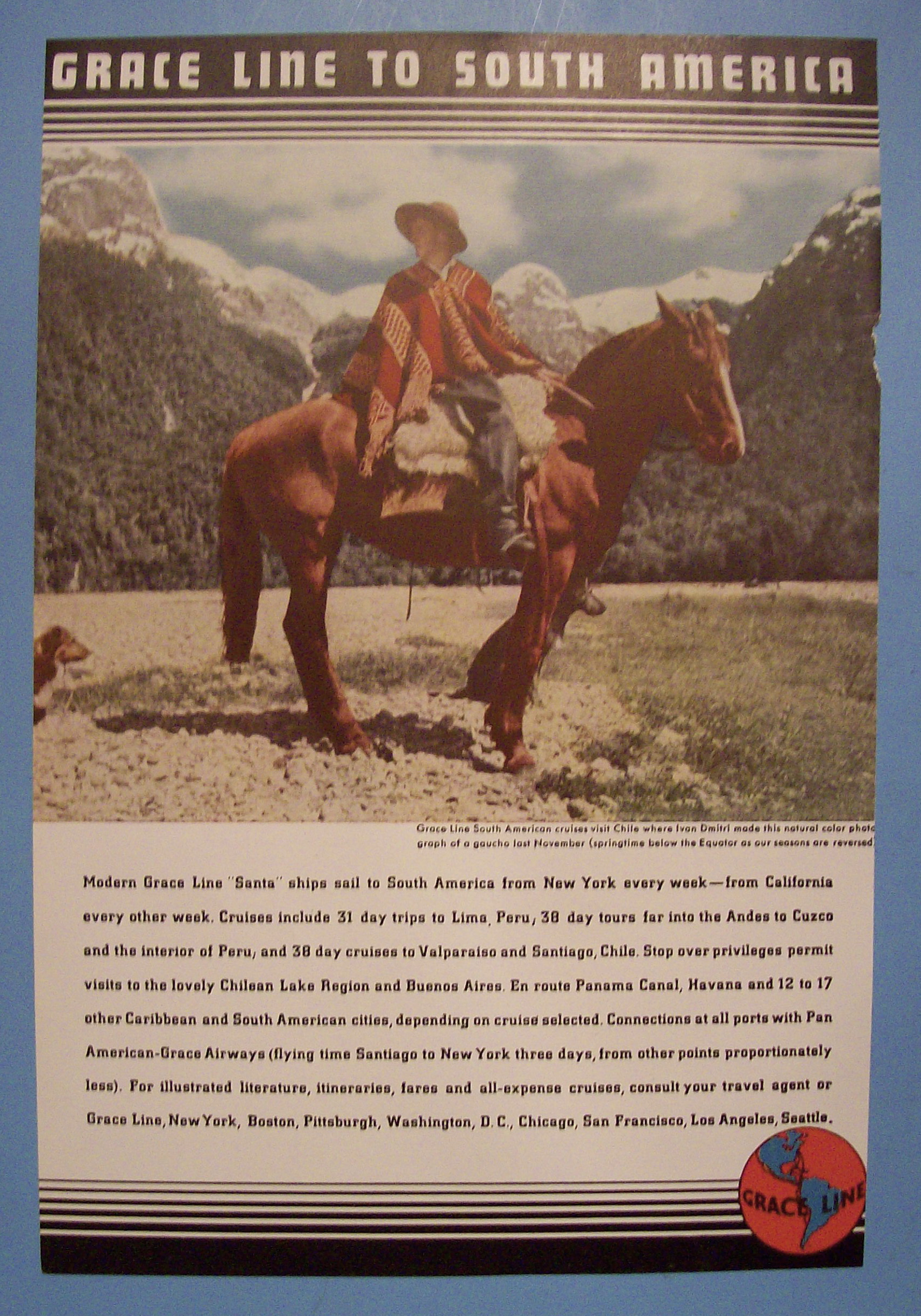 1937 Grace Line with Man Sitting on Horse