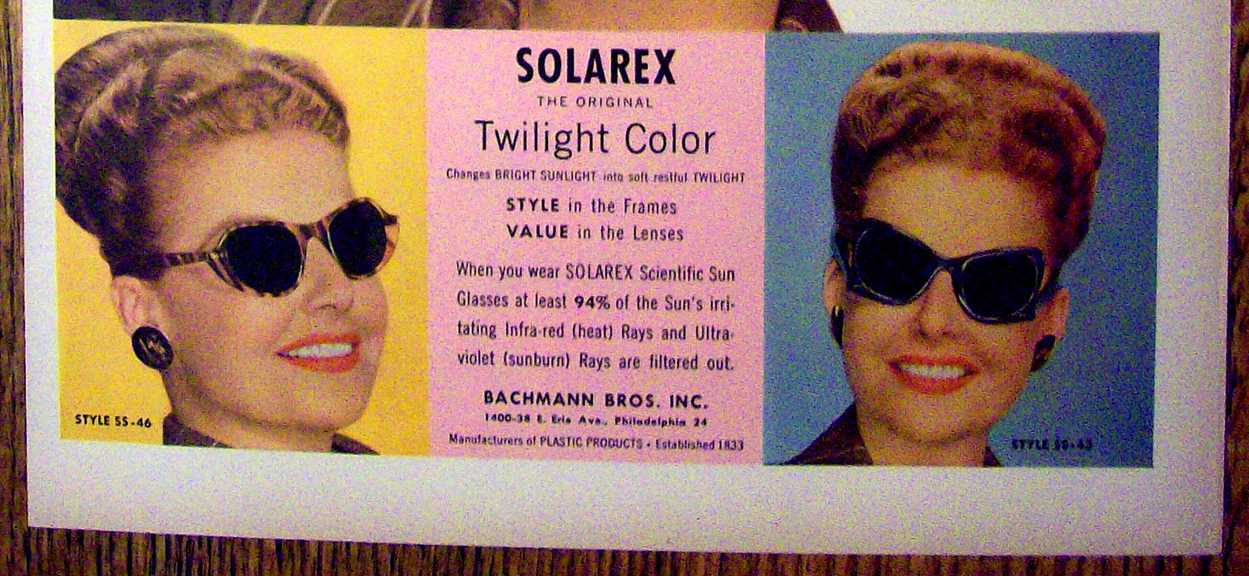 1948 Solarex Sun Glasses with Ann Sheridan