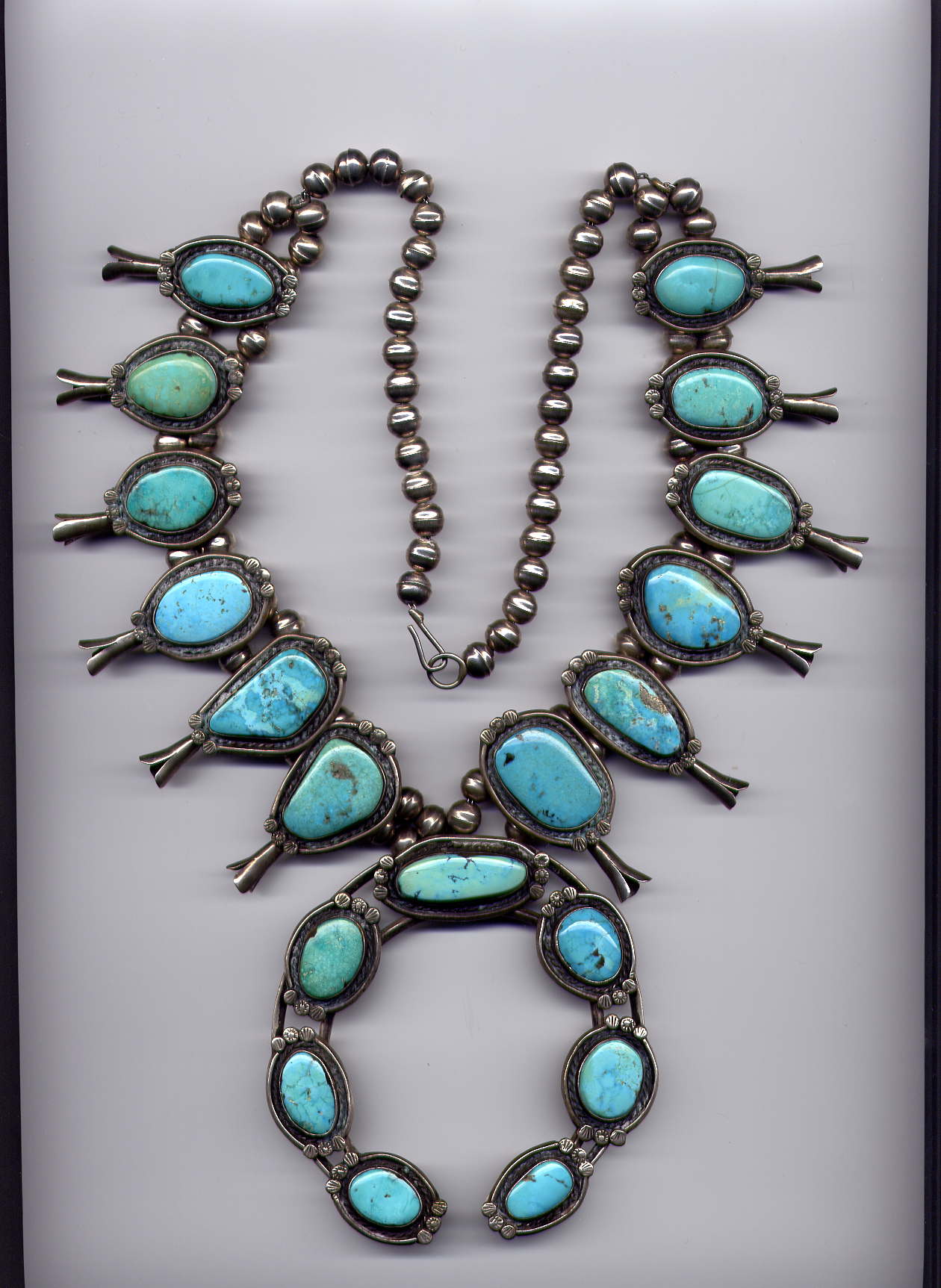 Squash Blossom Turquoise Sterling Silver Necklace