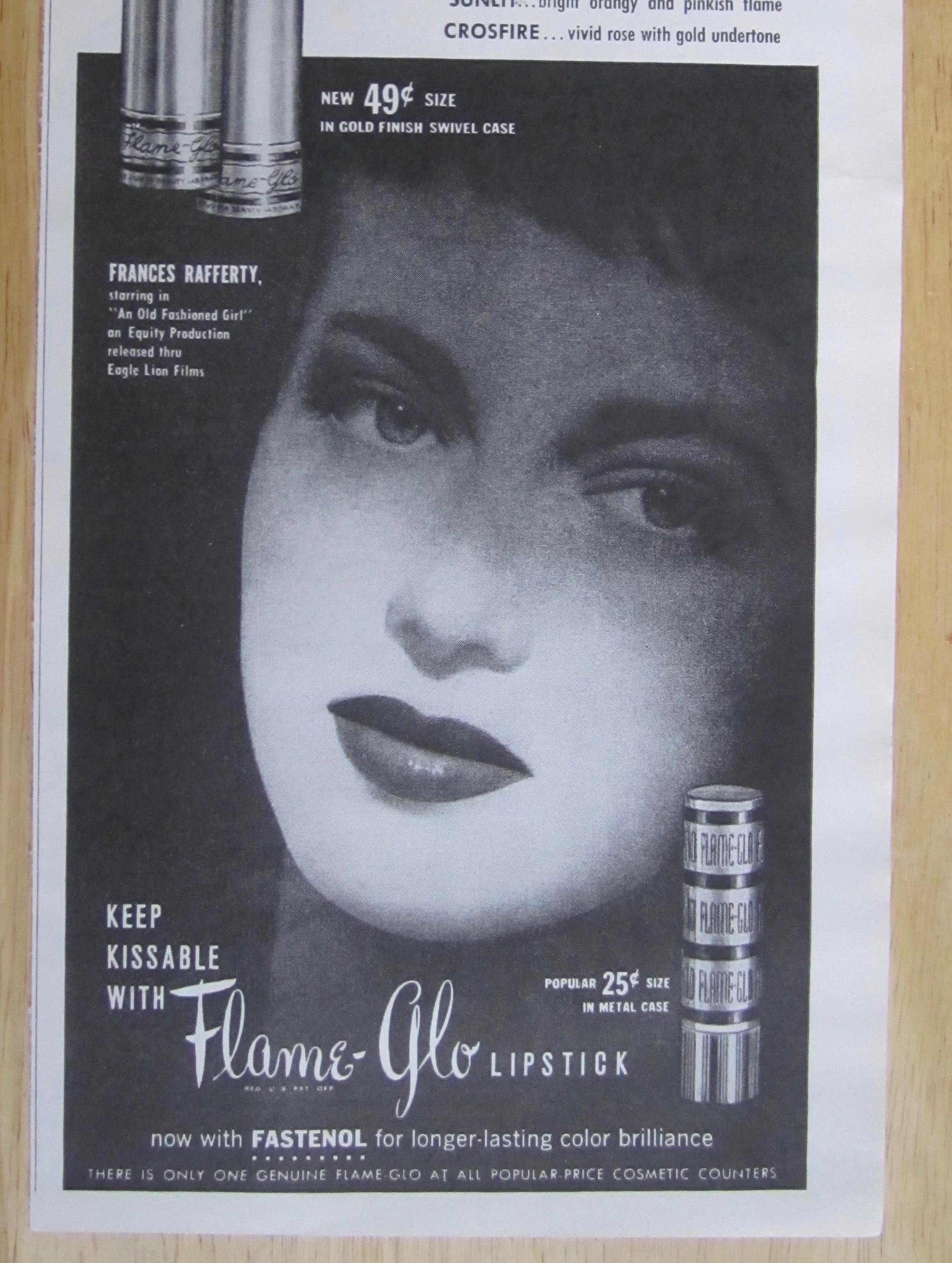 1949 Flame Glo Lipstick with Frances Rafferty