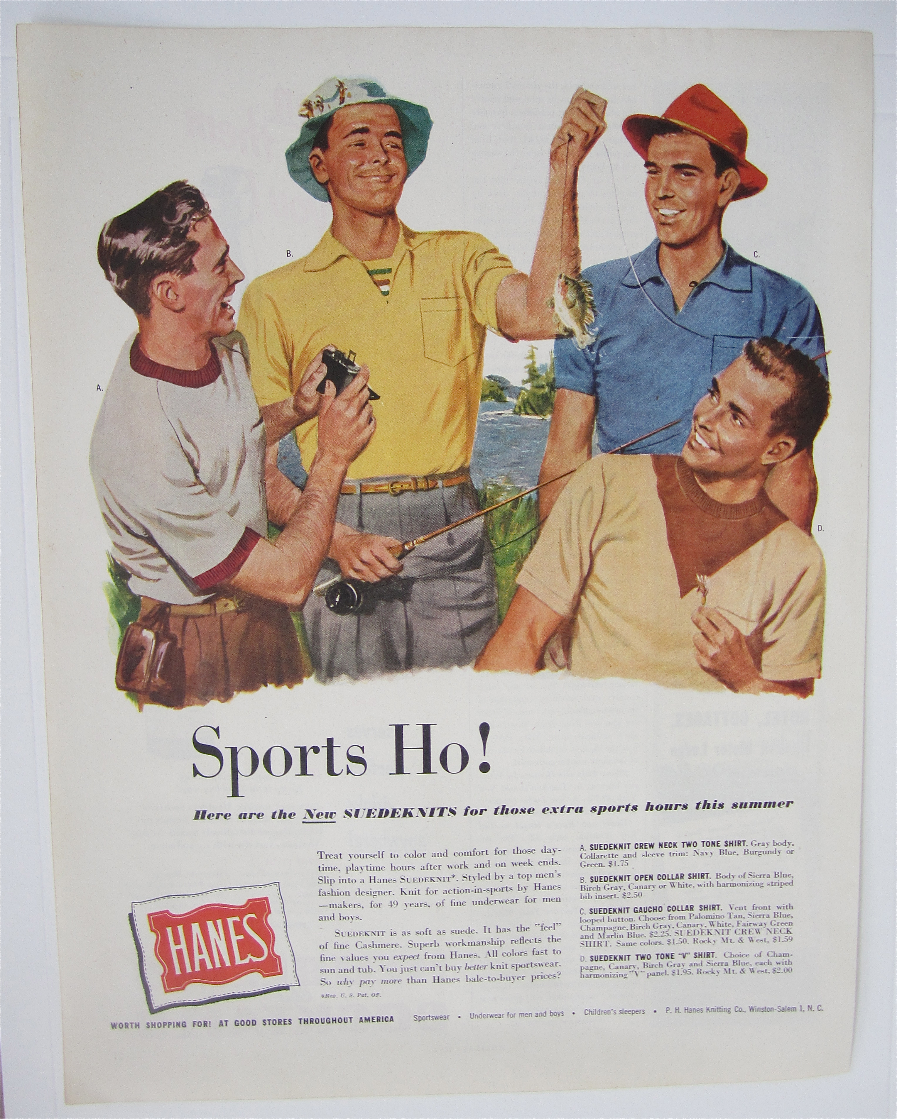 1950 Hanes Suedeknits with 4 Men Fishing