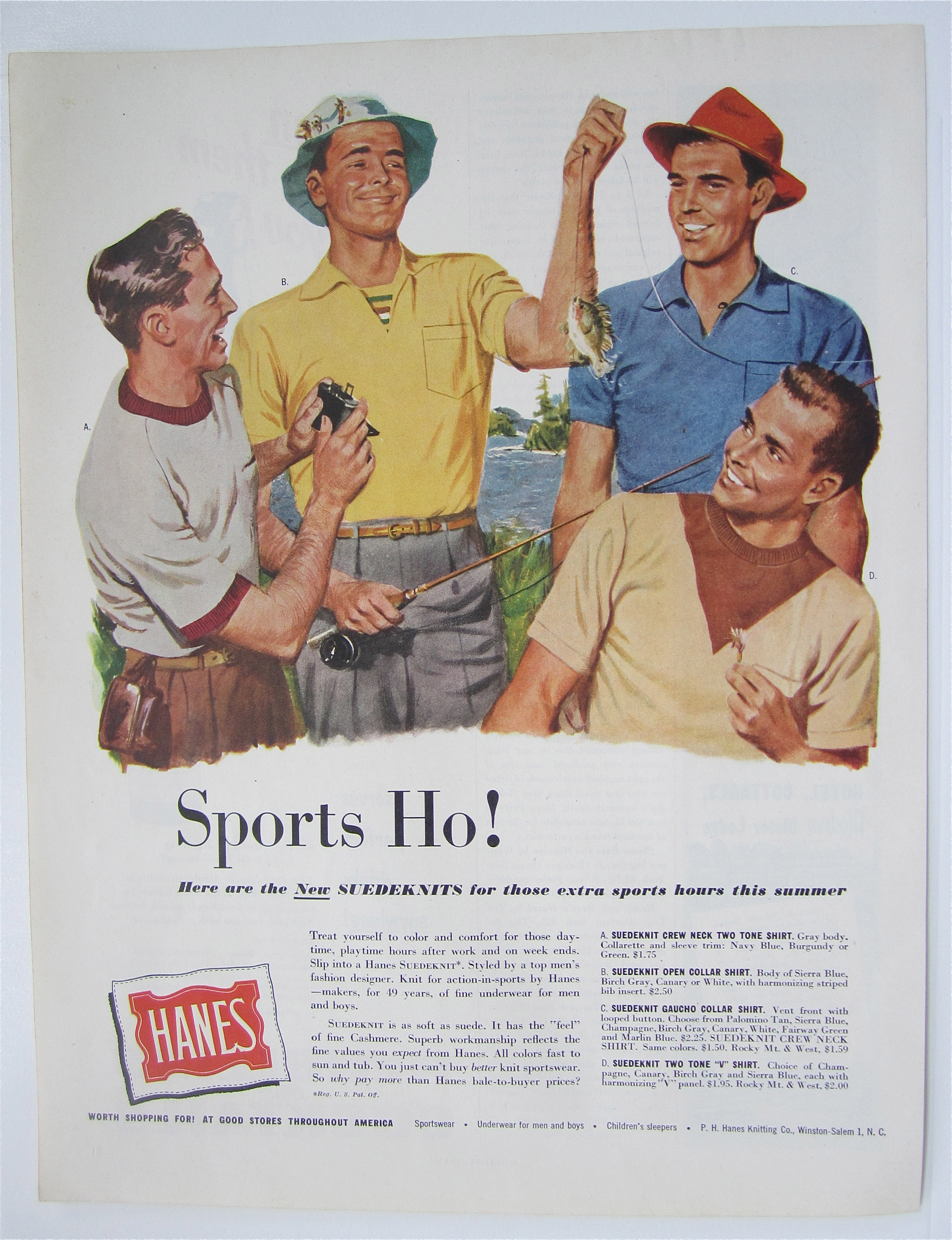 1950 Hanes Suedeknits with 4 Men Fishing