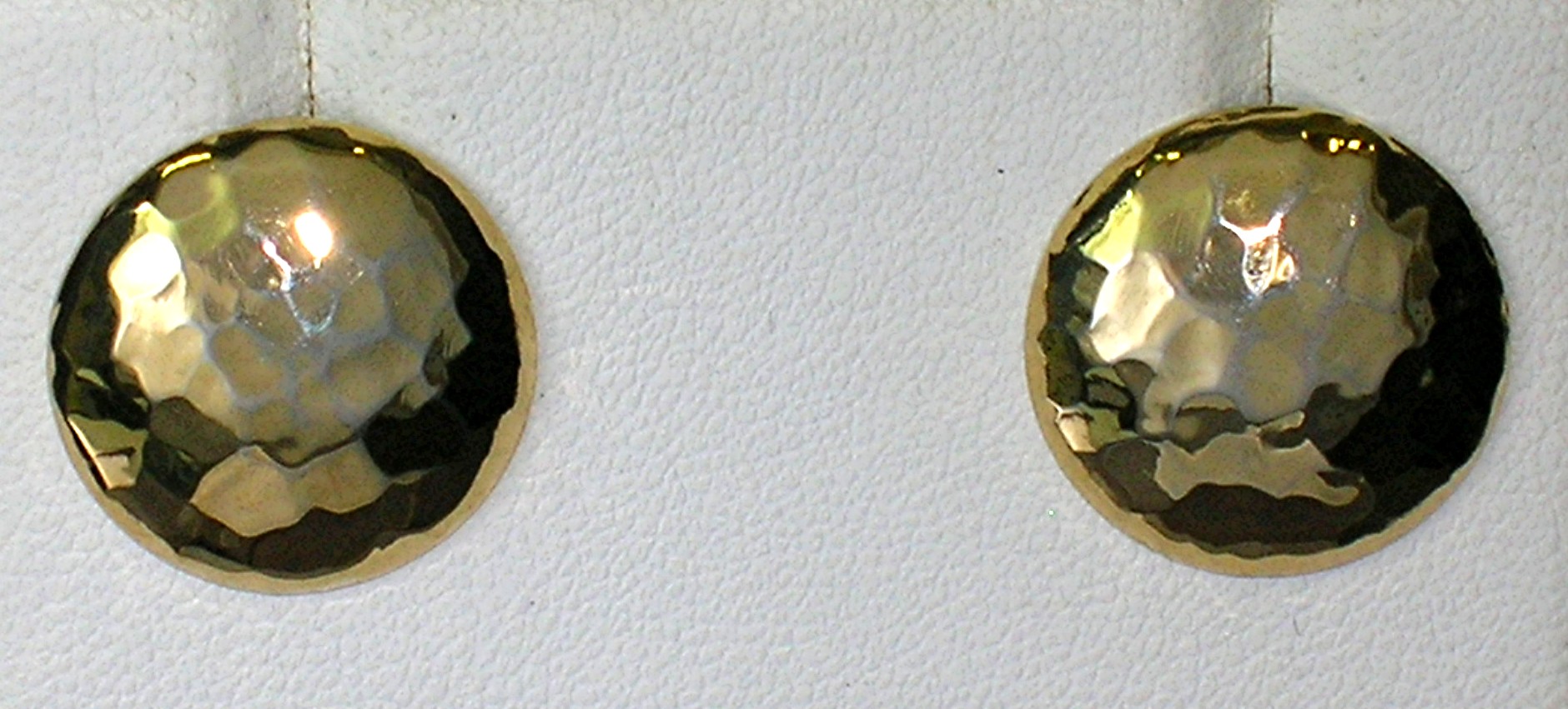 Pair Of Dimpled Round Goldtone Pierced Earrings
