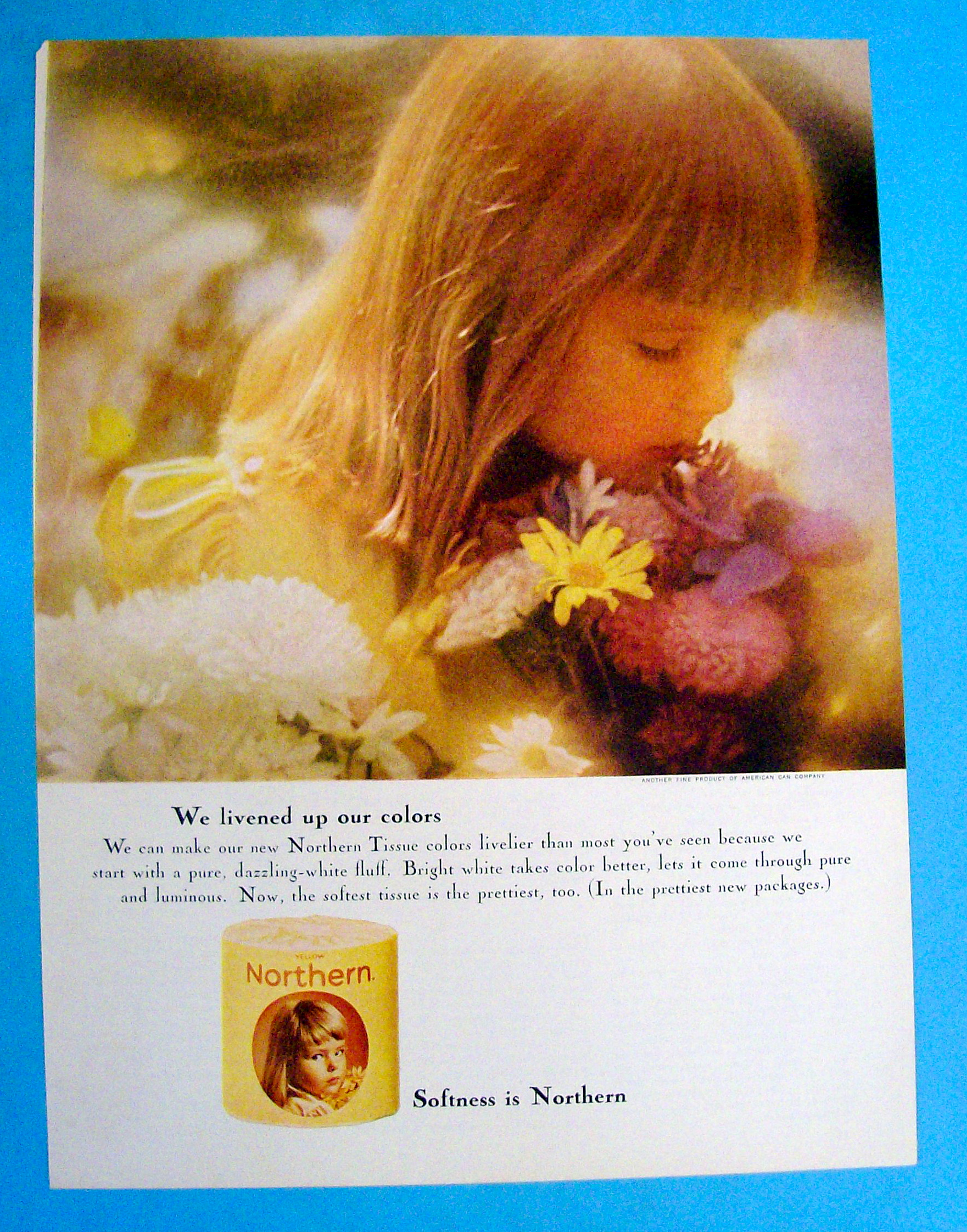 1964 Northern Tissue with Little Girl Smelling Flowers
