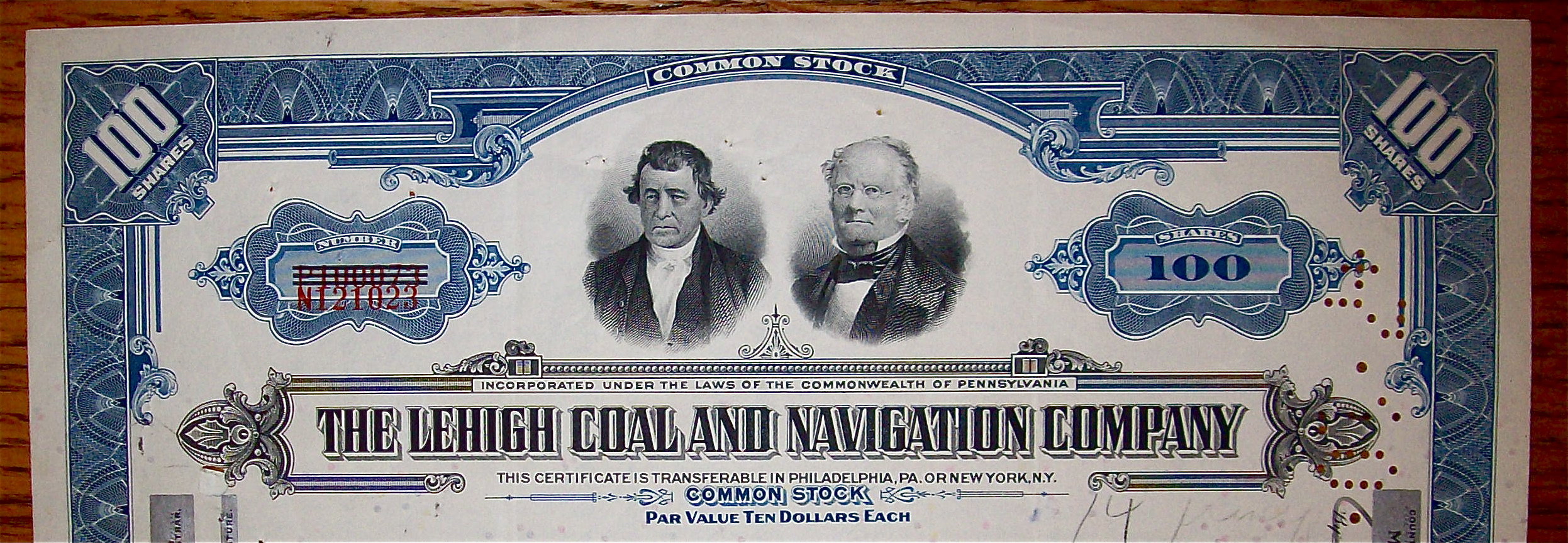 1962 LeHigh Coal & Navigation Company Stock Certificate