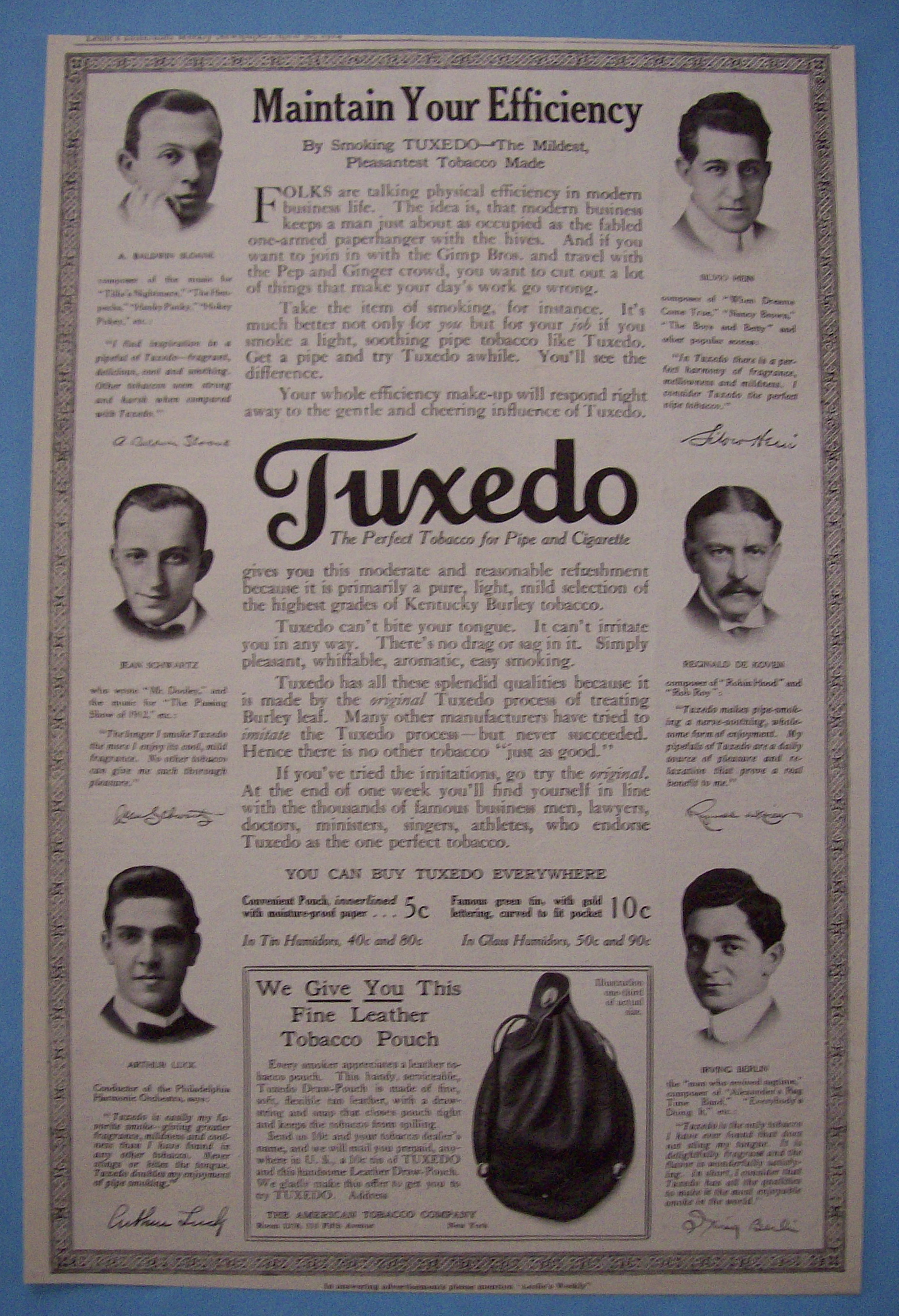1914 Tuxedo Tobacco with Berlin, Sloane, Hein, Koven
