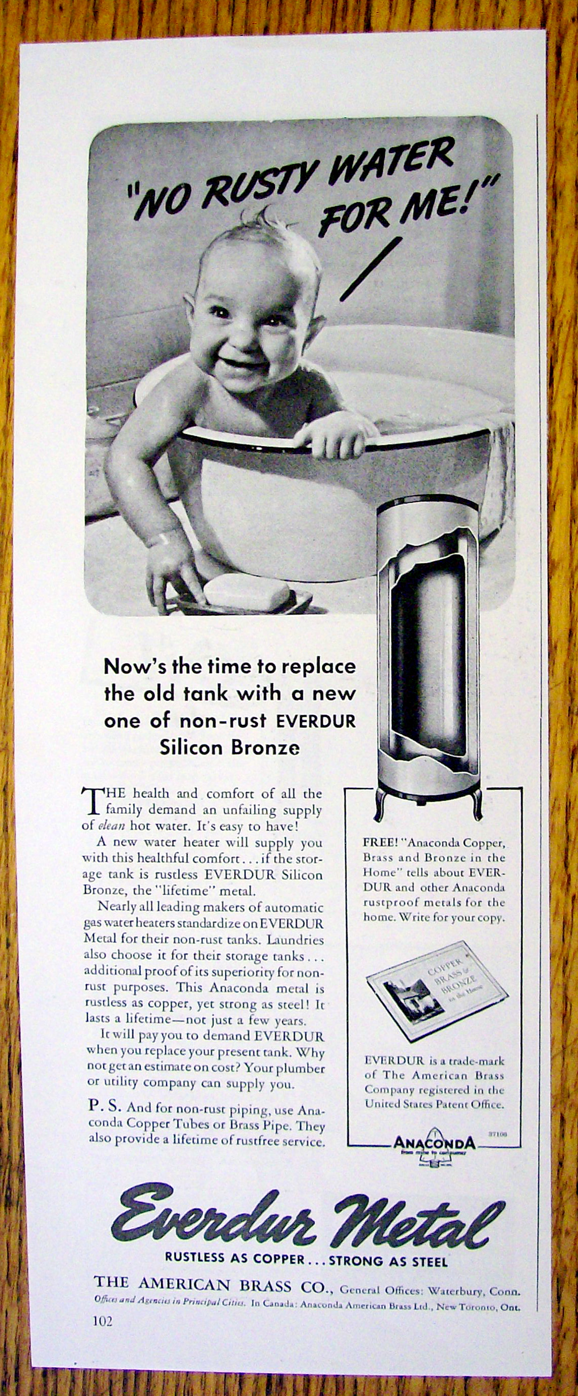 1937 Everdur Metal with Baby In A Metal Tub
