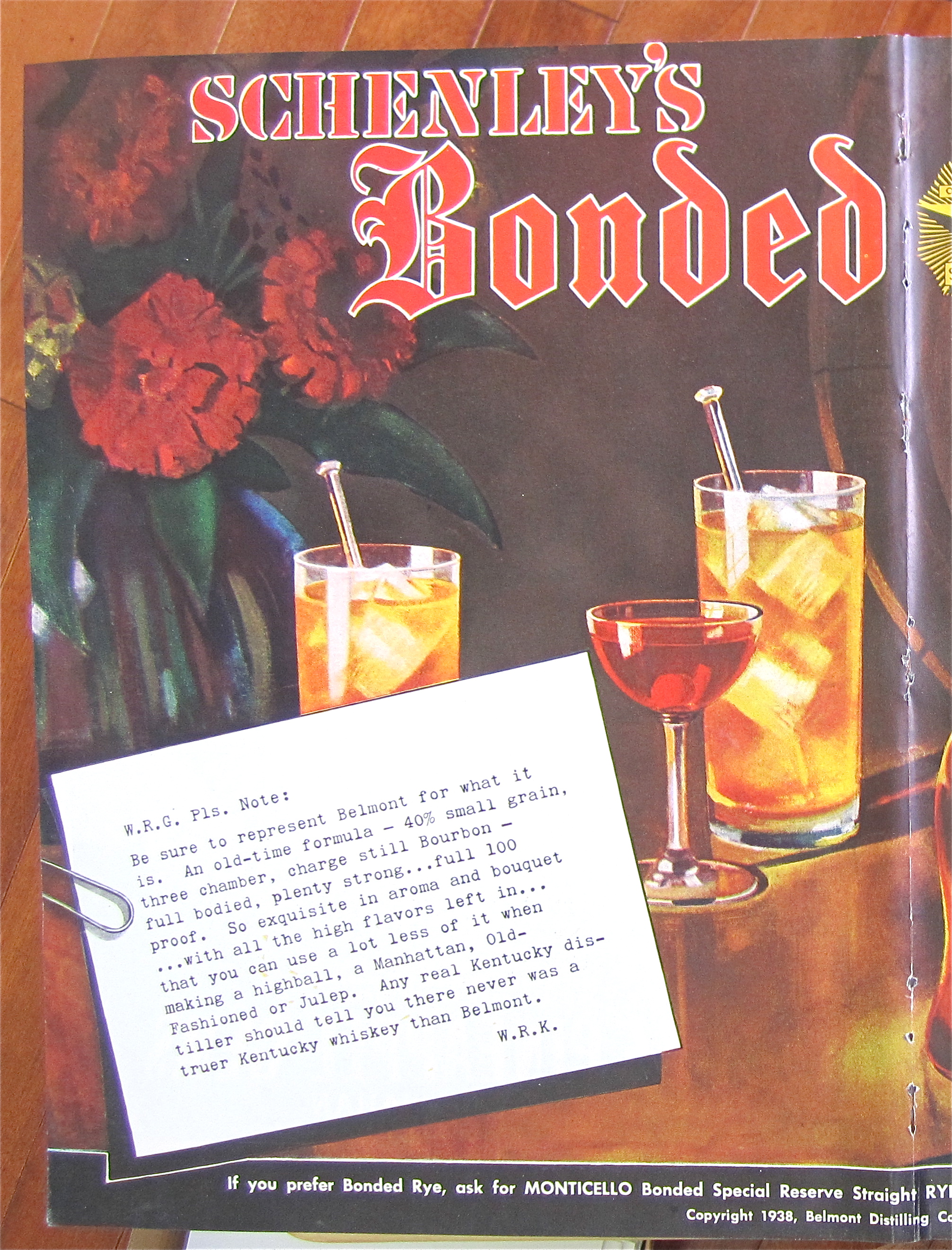 1938 Schenley's Whiskey with Drinks
