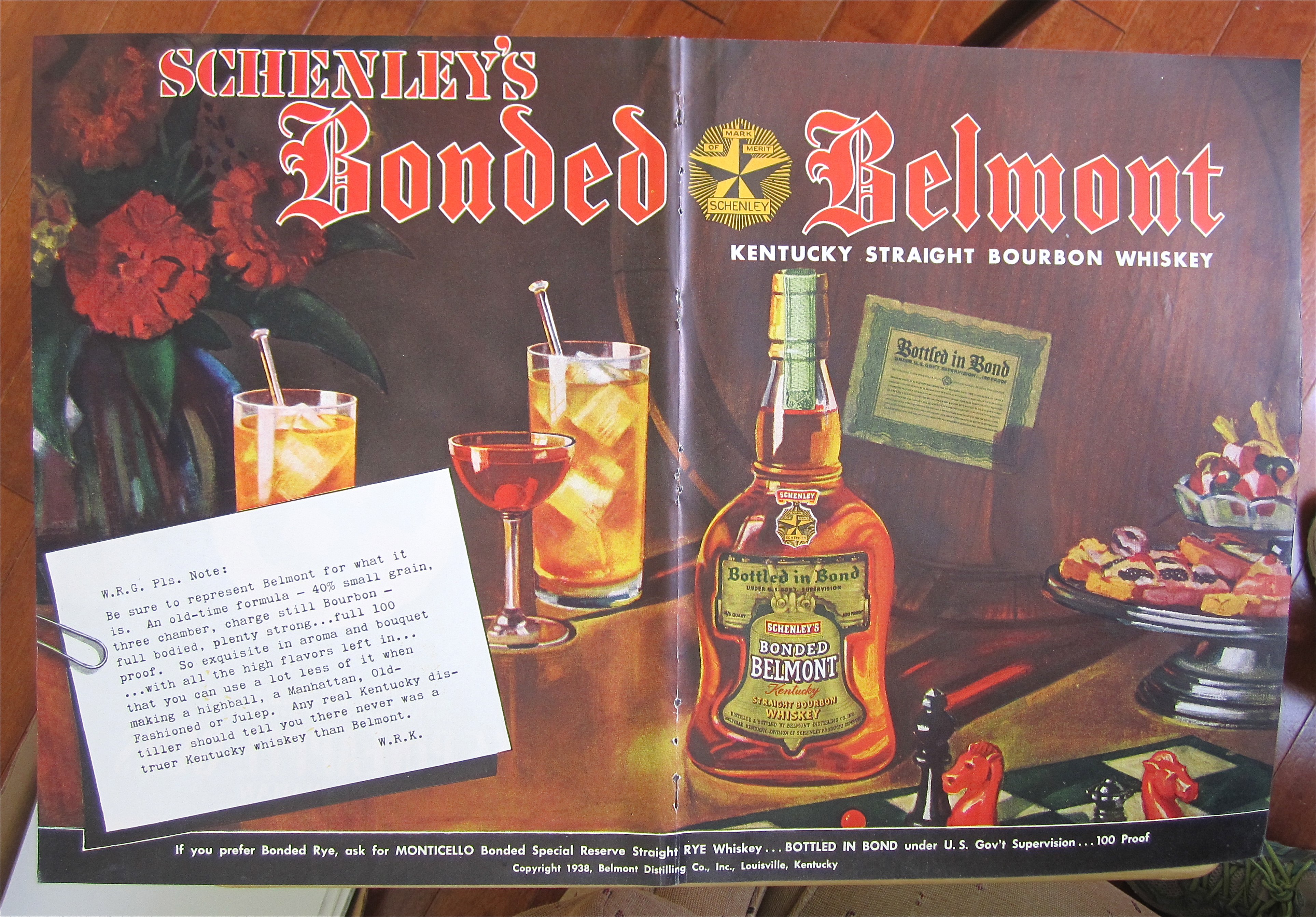 1938 Schenley's Whiskey with Drinks