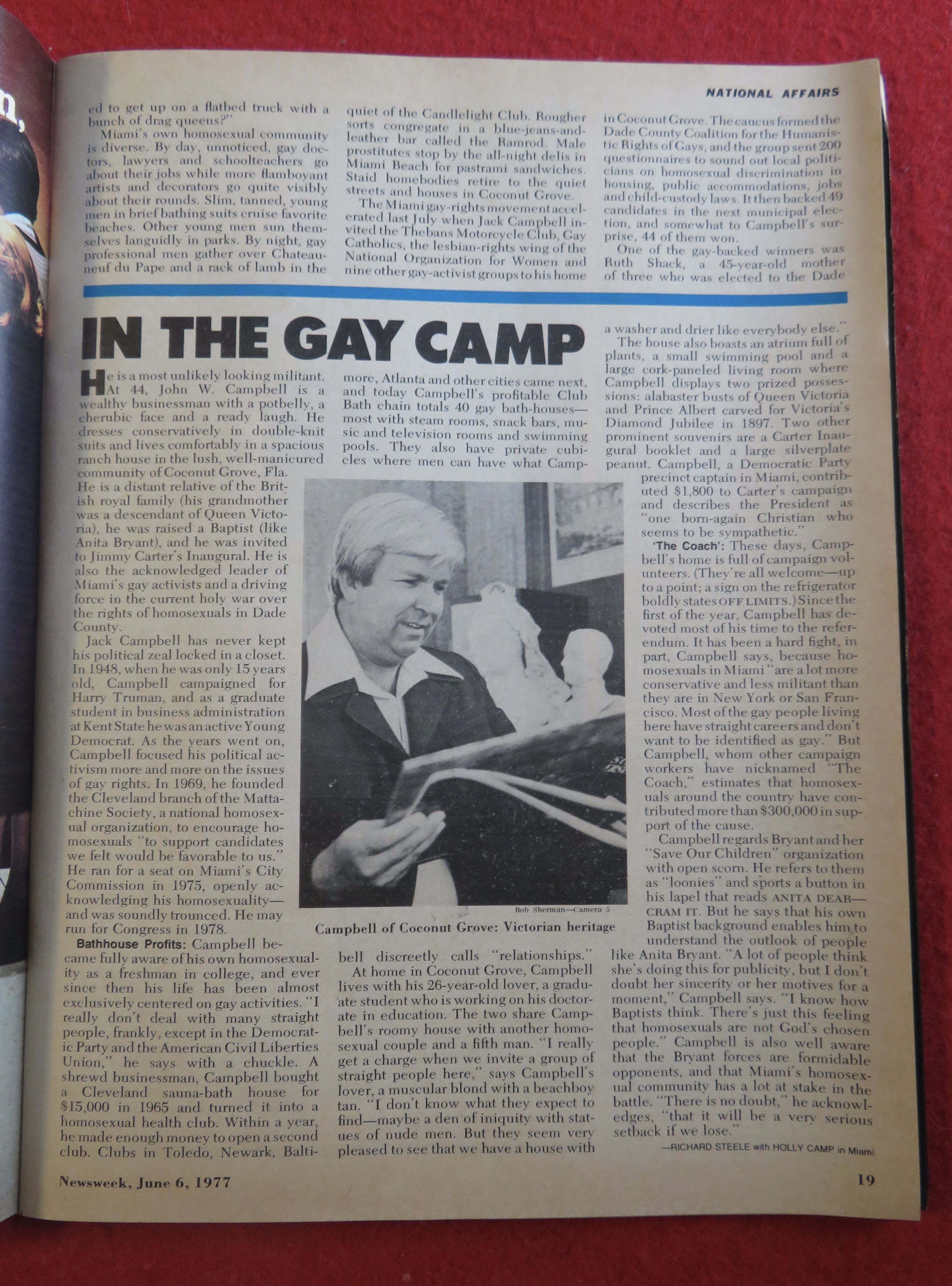 Newsweek Magazine June 6, 1977 Battle Over Gay Rights