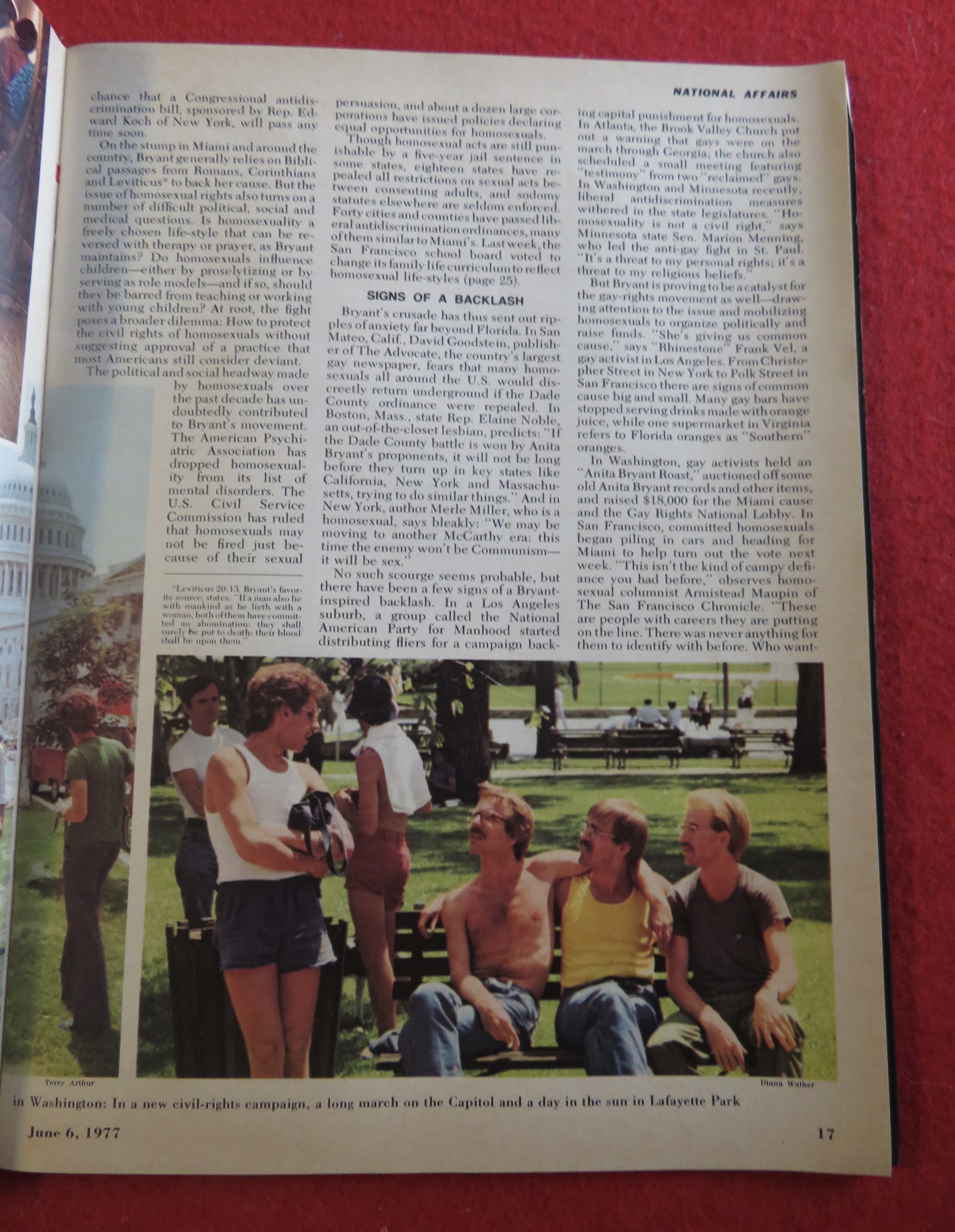 Newsweek Magazine June 6, 1977 Battle Over Gay Rights