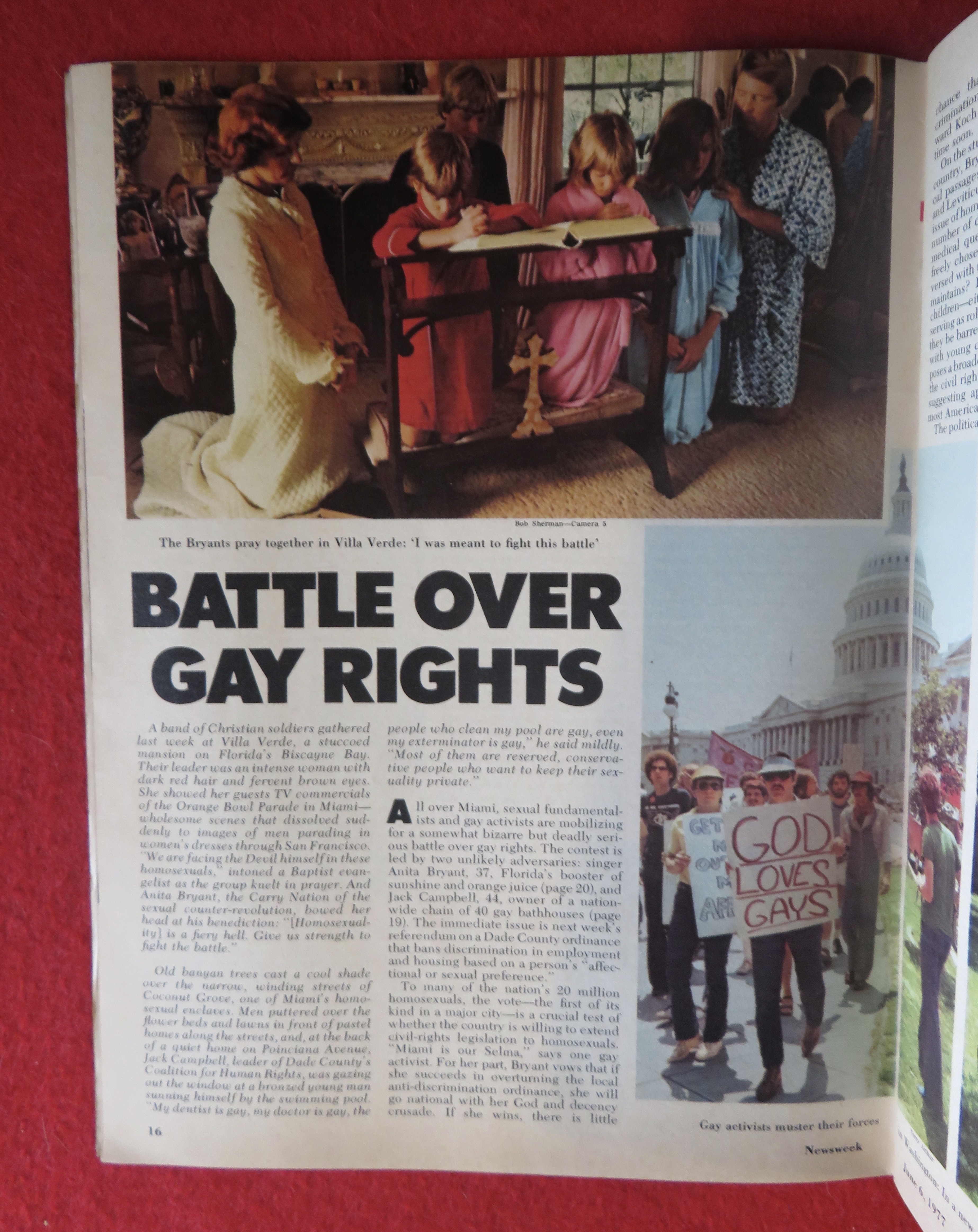 Newsweek Magazine June 6, 1977 Battle Over Gay Rights