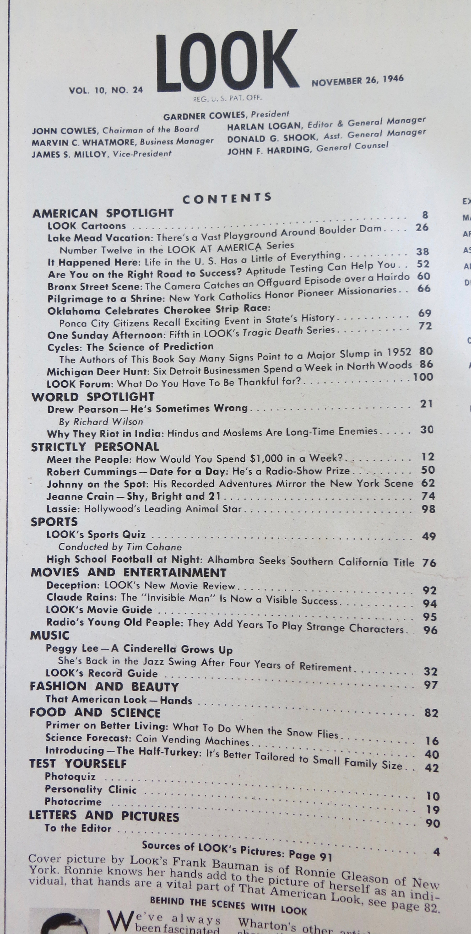 Look Magazine November 26, 1946 Hands