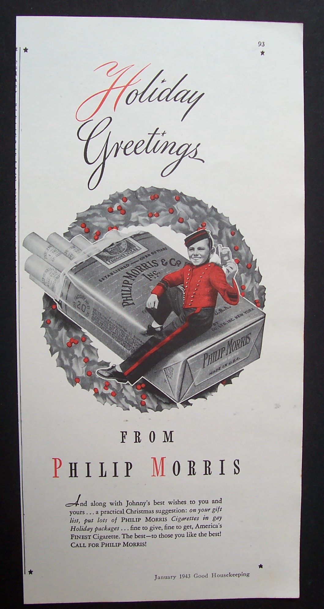 1943 Philip Morris Cigarettes w/ Philip Morris Bellboy