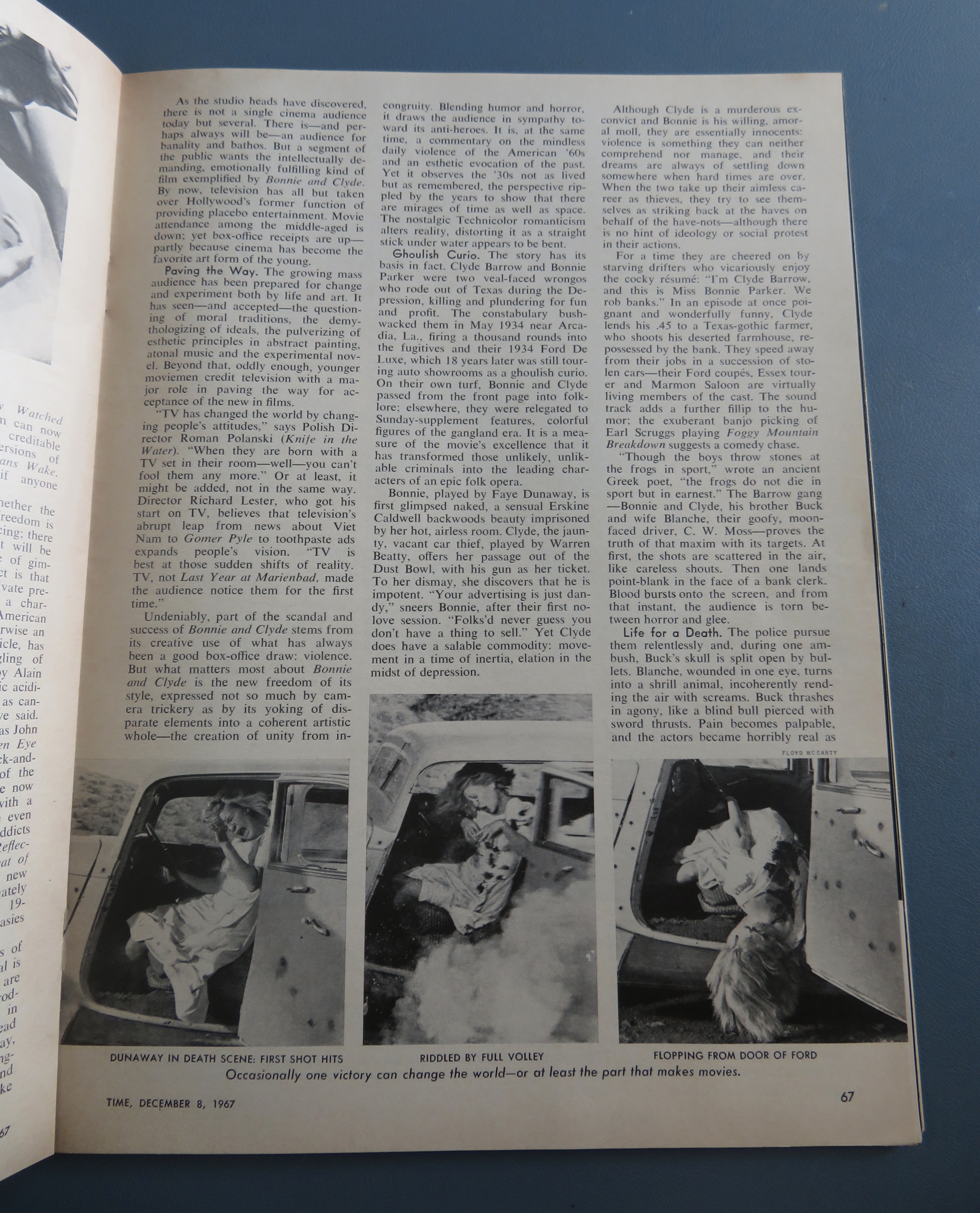 Time Magazine December 8, 1967 Bonnie & Clyde