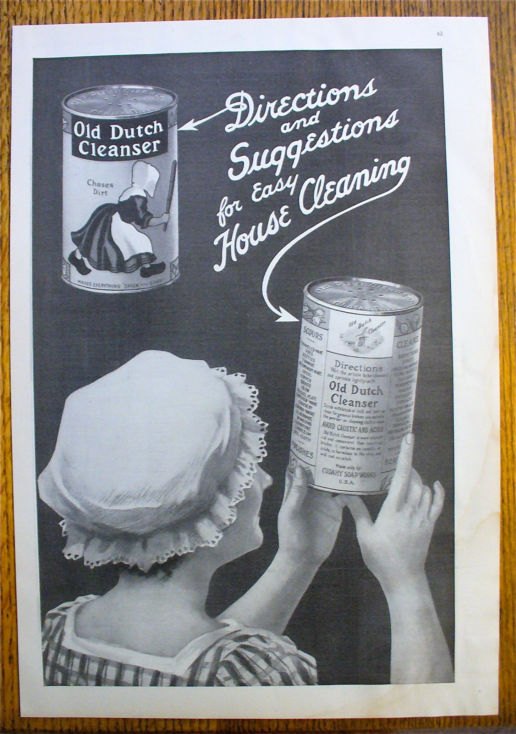 1914 Old Dutch Cleanser with Woman Holding Can