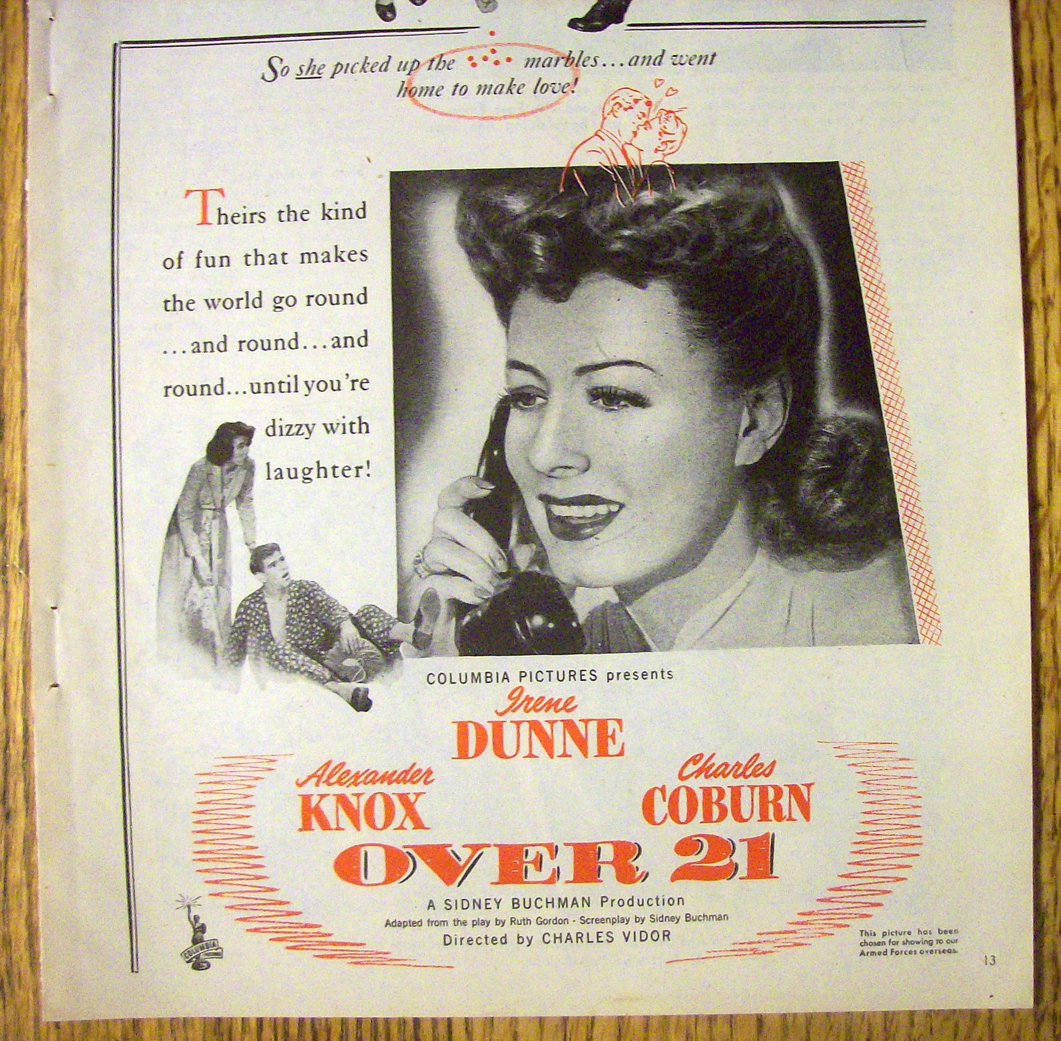 1945 Over 21 with Irene Dunne & Charles Coburn
