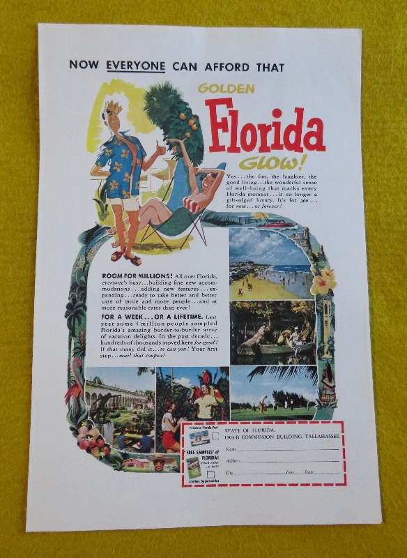 1953 Golden Florid Glow with Man Standing While a Woman Sits in a Chair