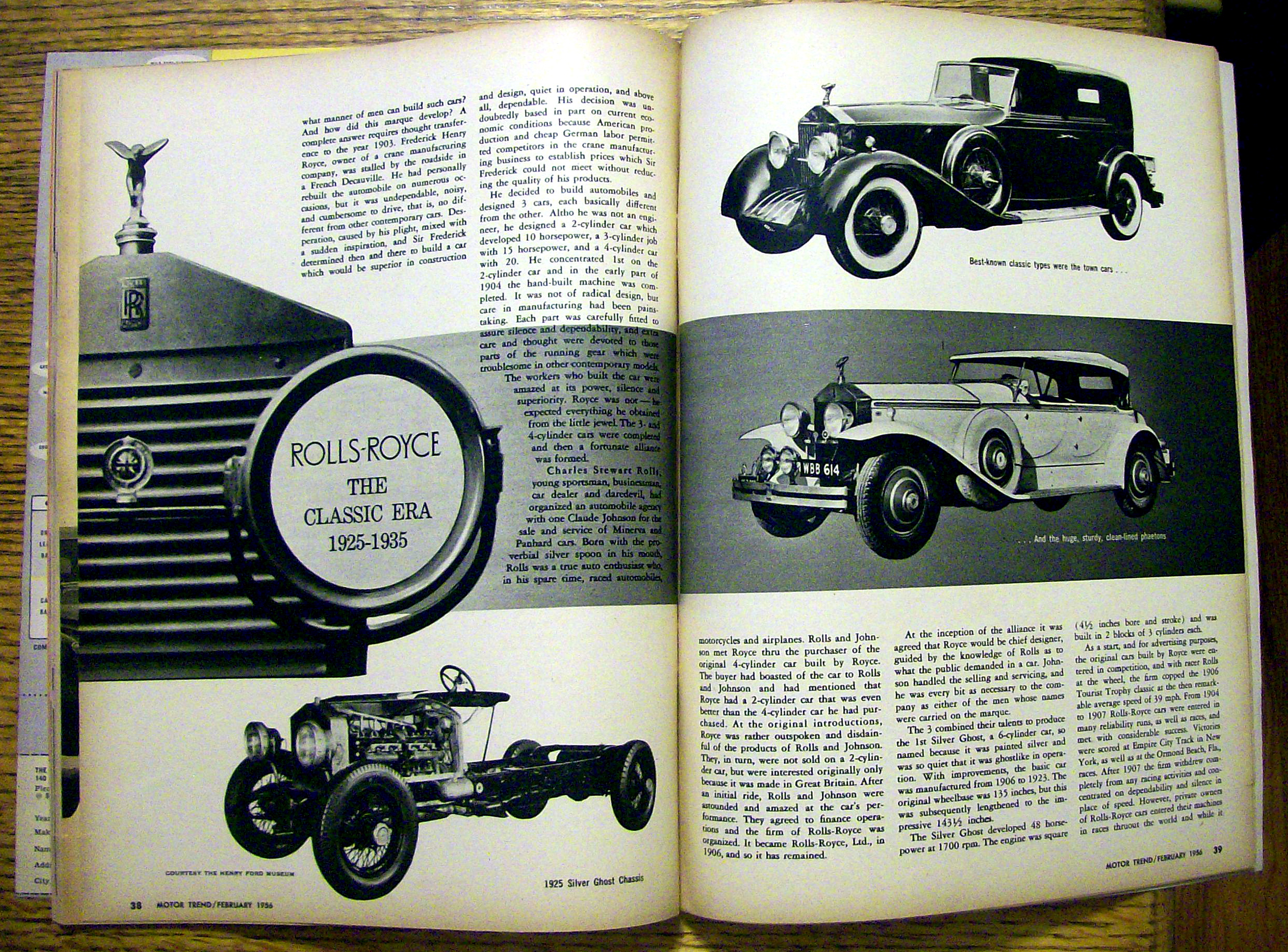 Motor Trend Magazine February 1956 'Rolls Royce