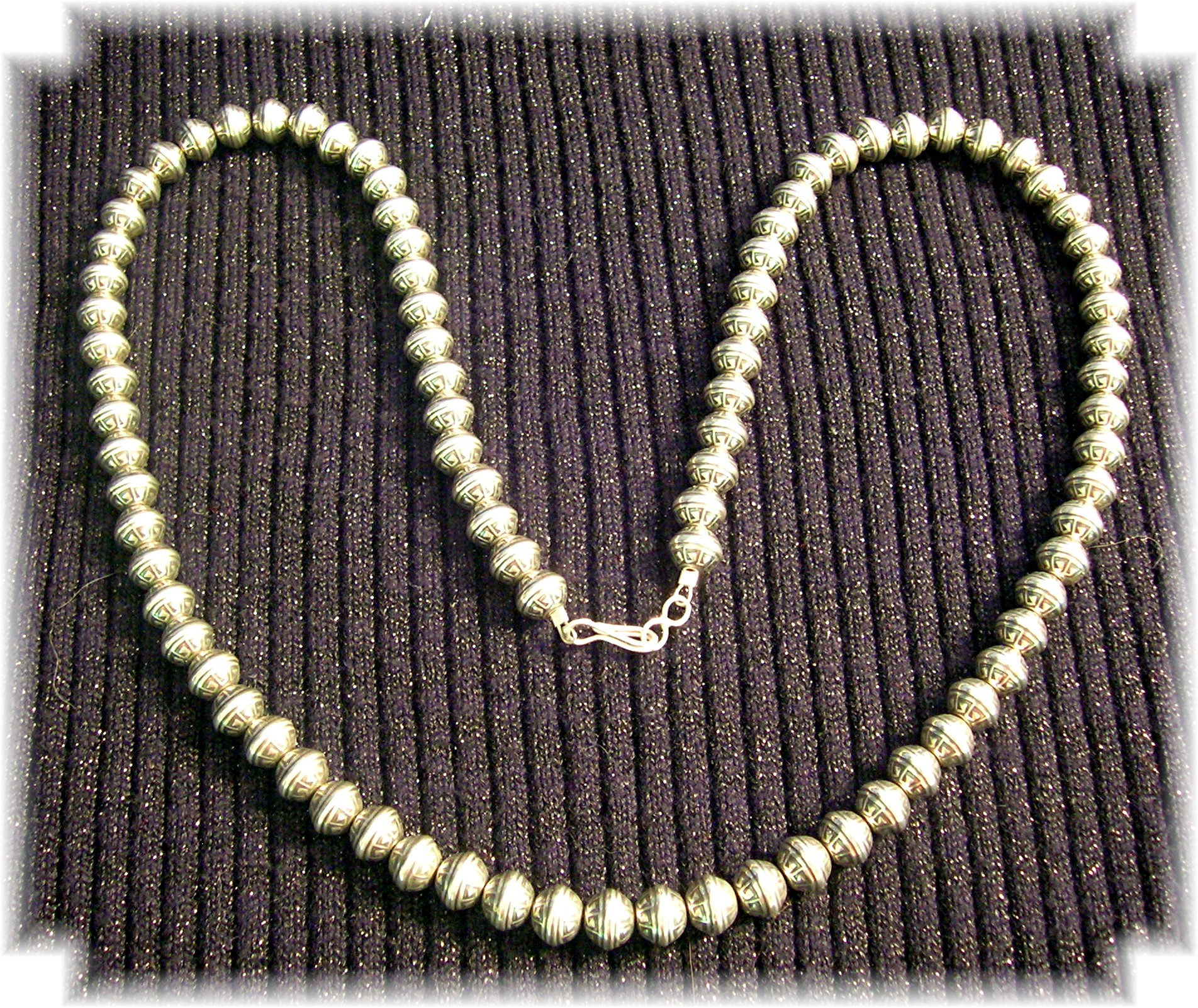 Native Ameican Hand Made Sterling Silver Beads Necklace