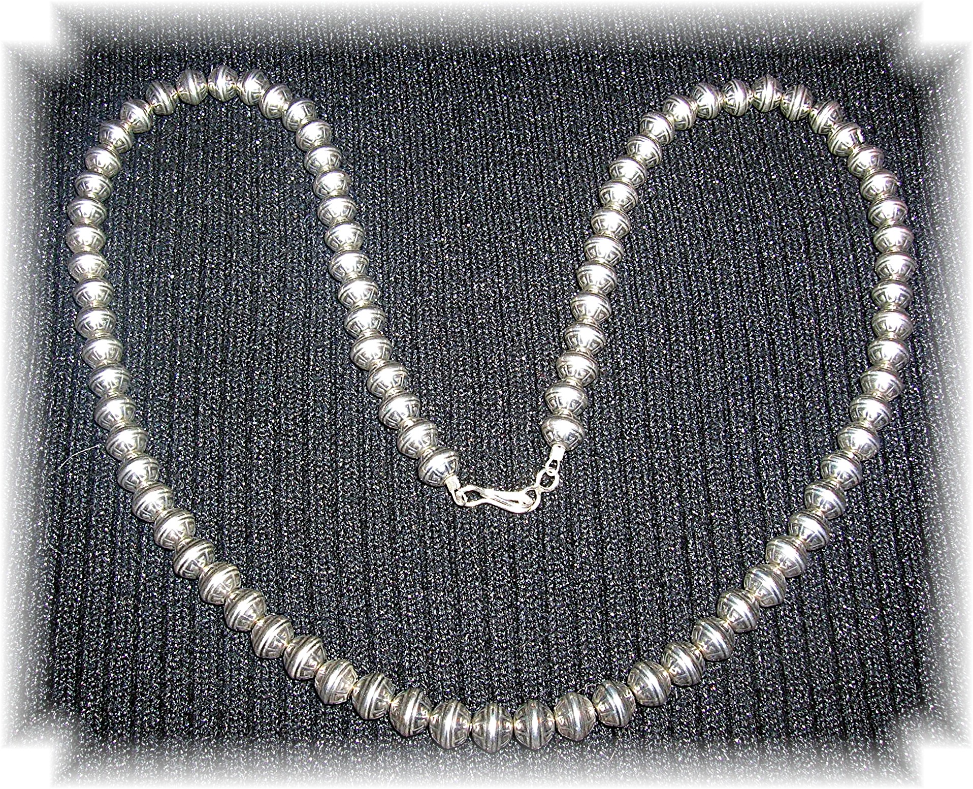 Native Ameican Hand Made Sterling Silver Beads Necklace