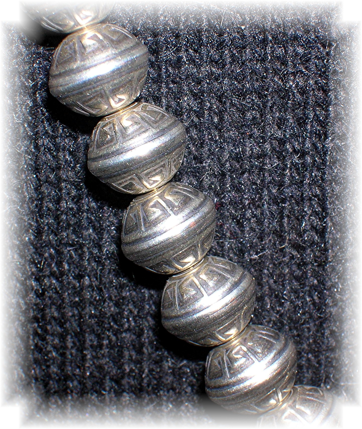 Native Ameican Hand Made Sterling Silver Beads Necklace
