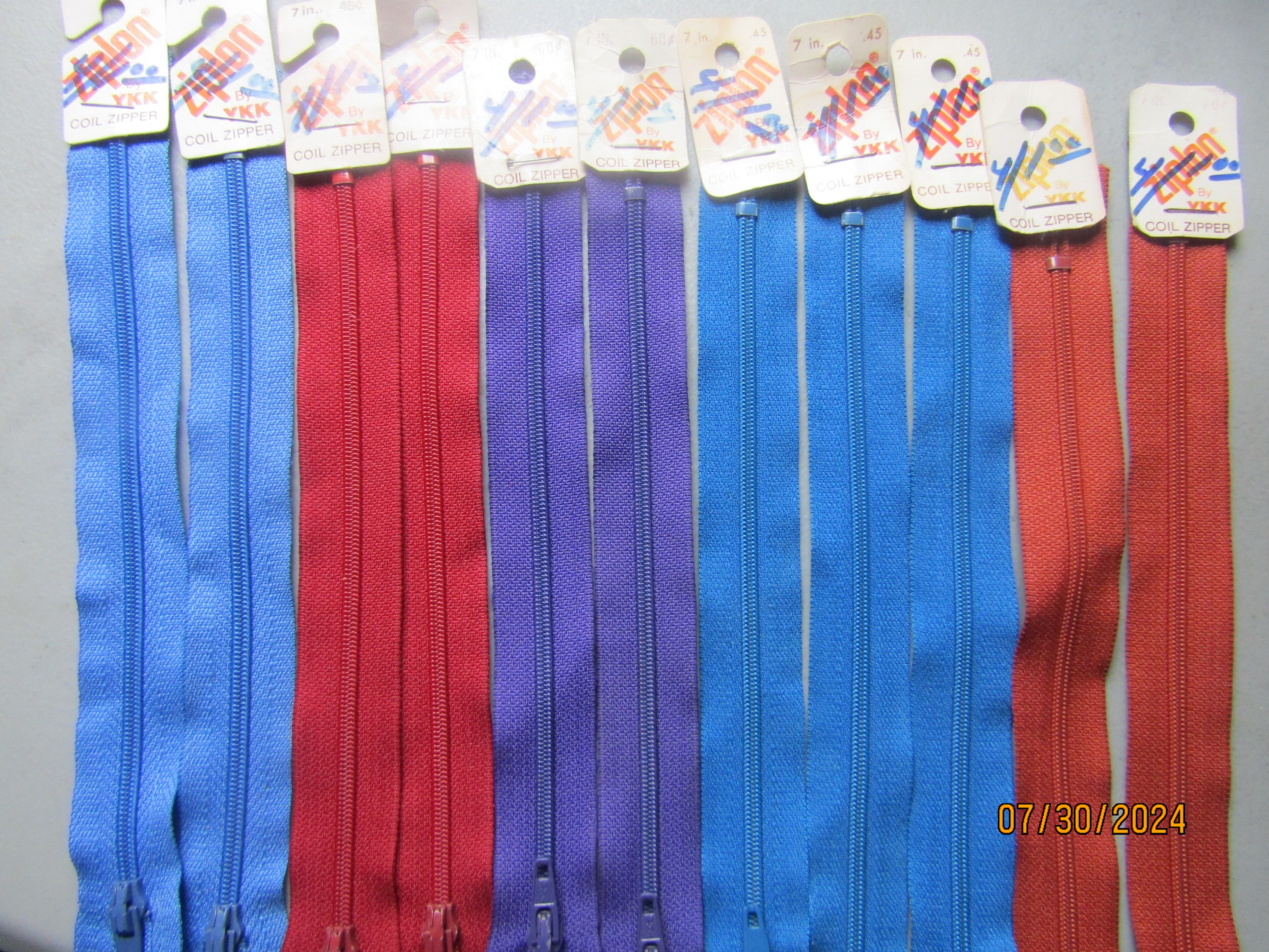 Vintage Ziplon Various Colors Coil Zippers Lot 4