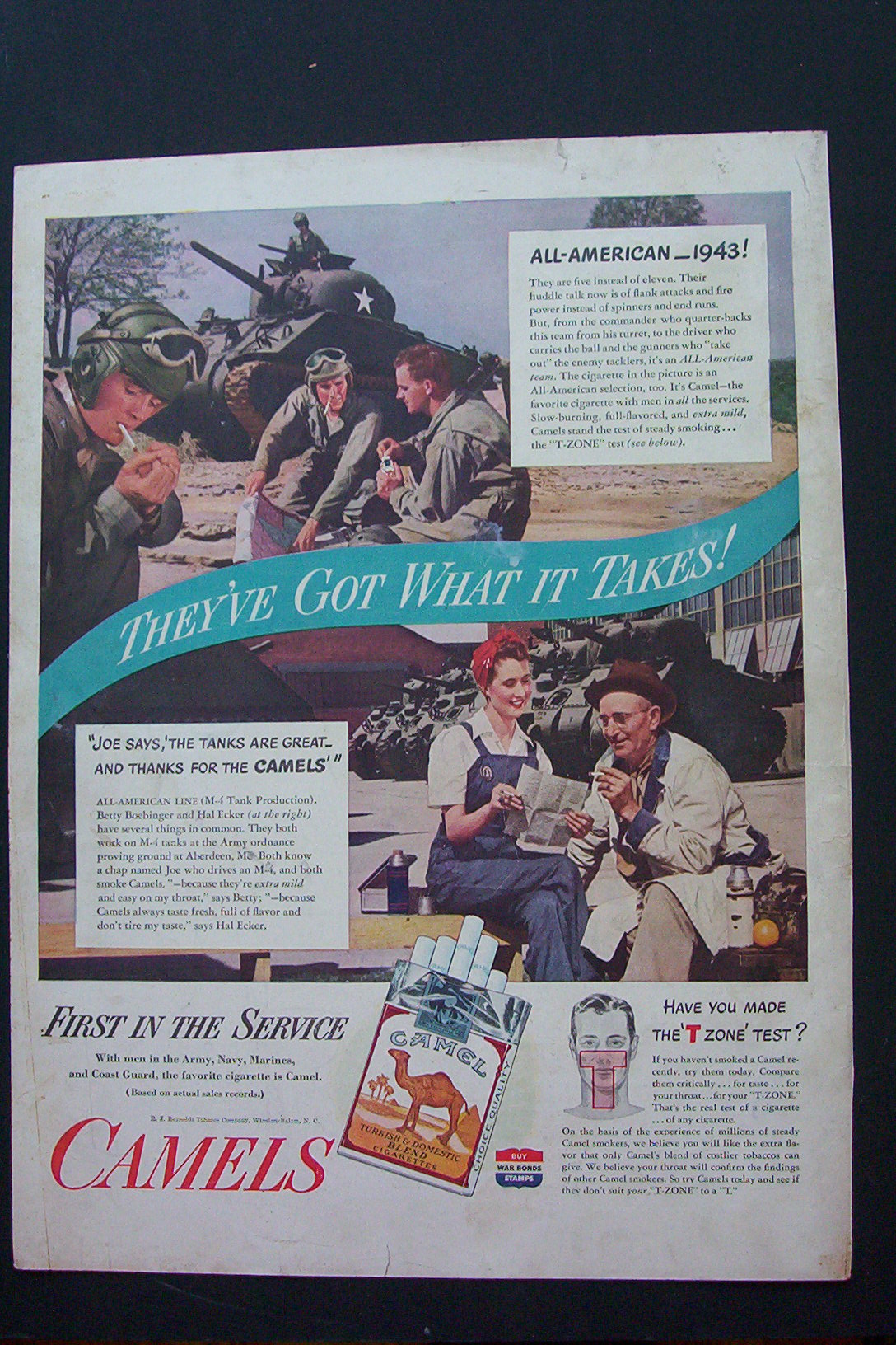 1943 Camel Cigarettes with 2 Different Scenes