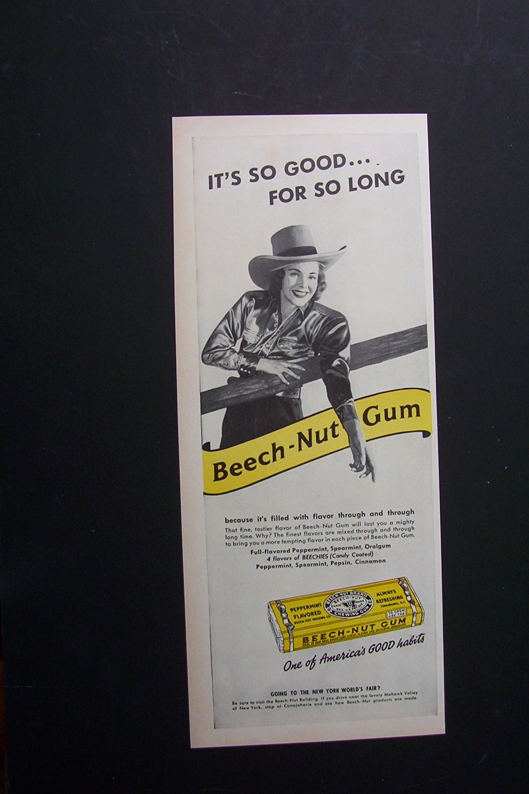 1940 Beech Nut Gum with Woman Dressed As Cowboy