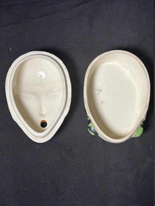 Vintage Art Deco Ceramic Flapper Girl Box Pre-War Japan 1930s Vanity Novelty