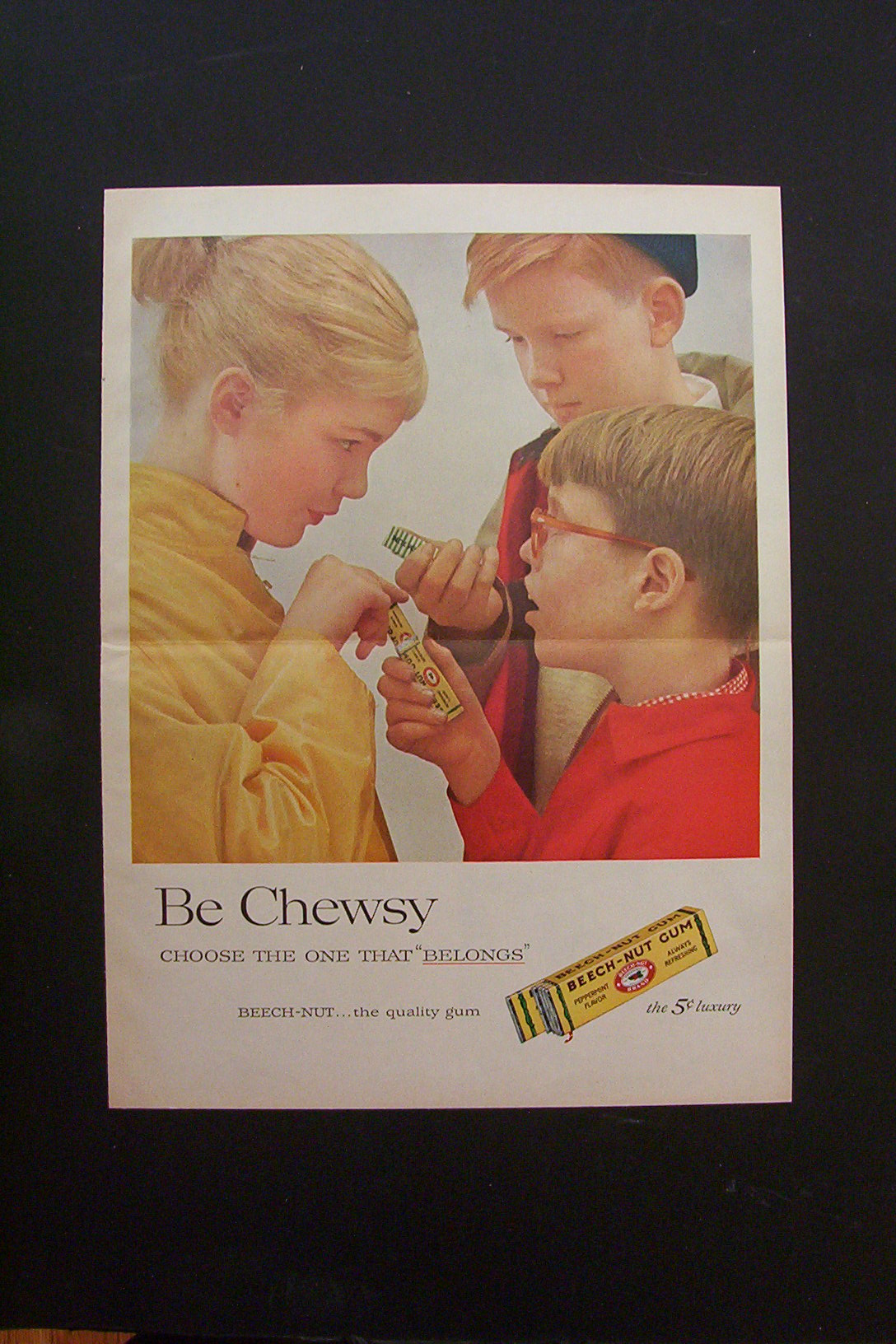 1959 Beech Nut Gum with Boy Giving Girl Piece of Gum