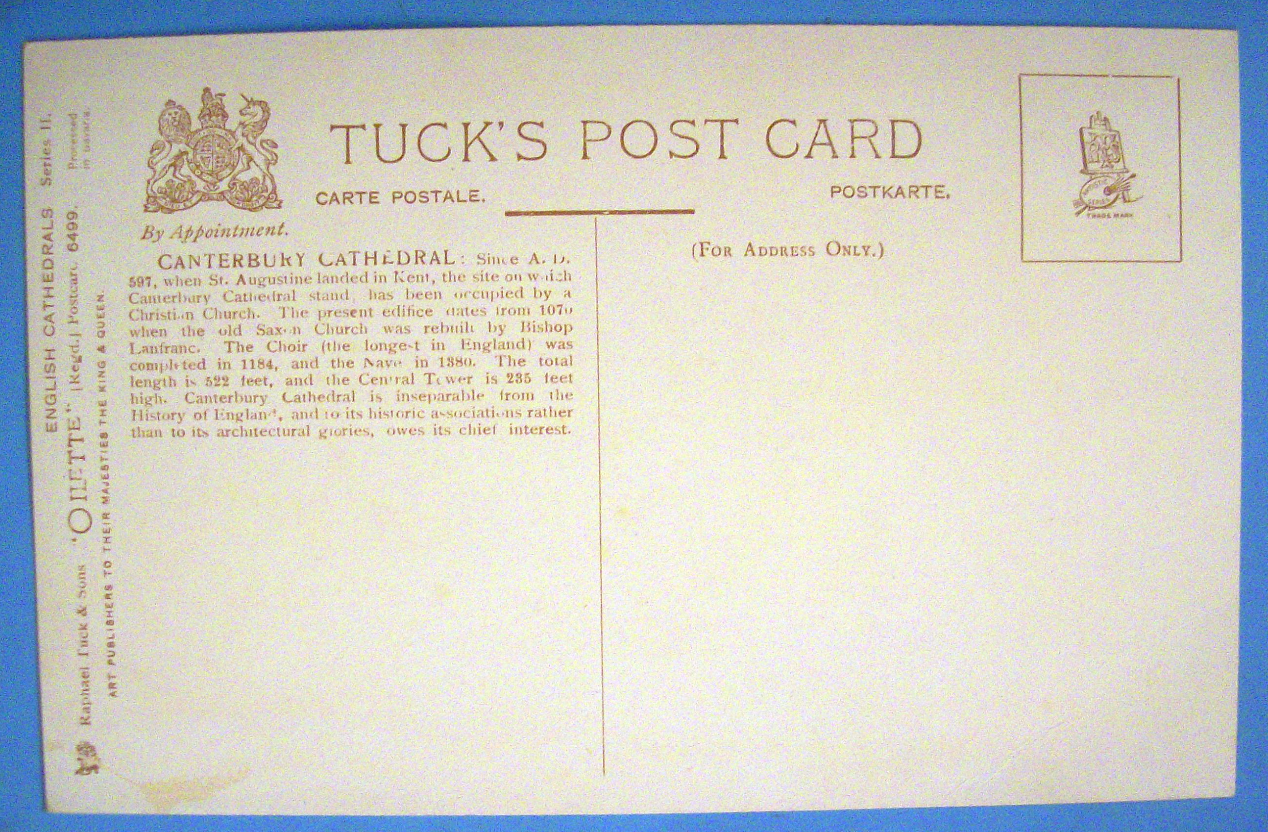 Canterbury Cathedral Postcard