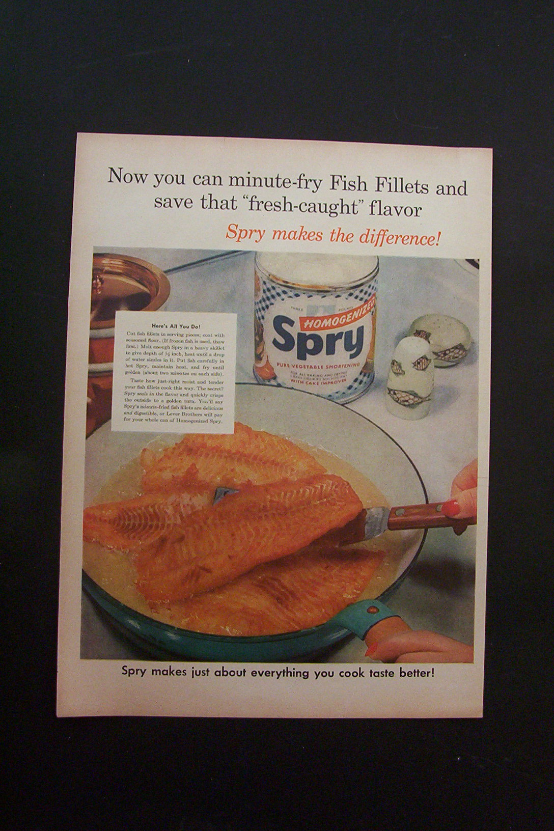 1950's Spry Shortening with Frying Fish Fillets