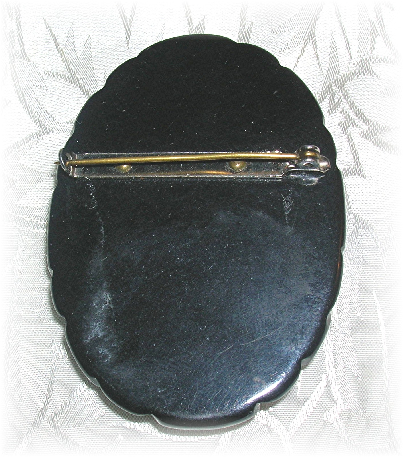 Bakelite  Large Black Cameo Brooch Pin