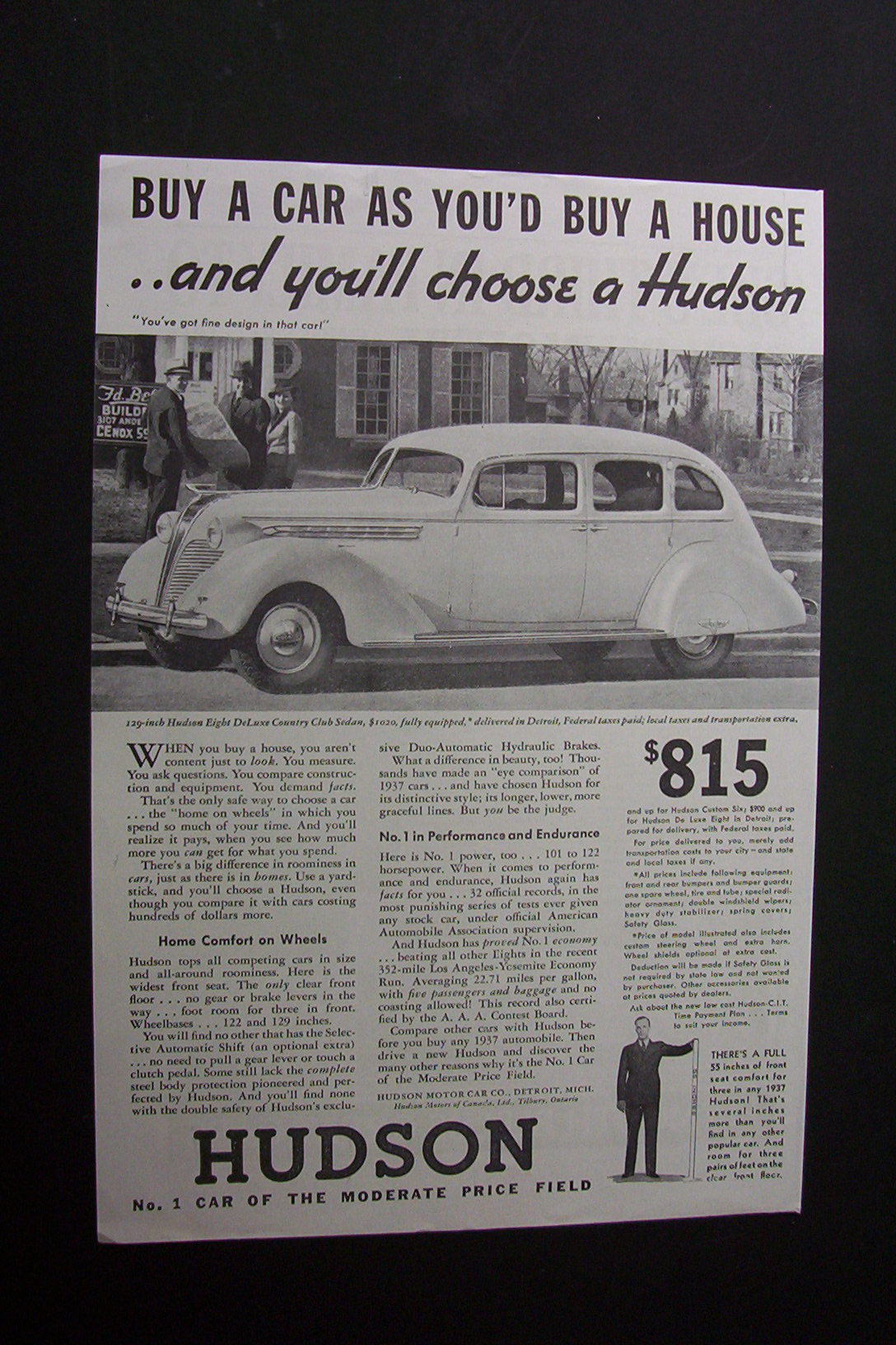 1937 Dual Ad: Hudson Car & Plymouth Car