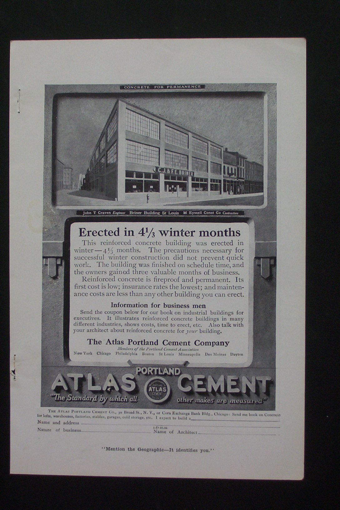1916 Atlas Portland Cement with Briner Building