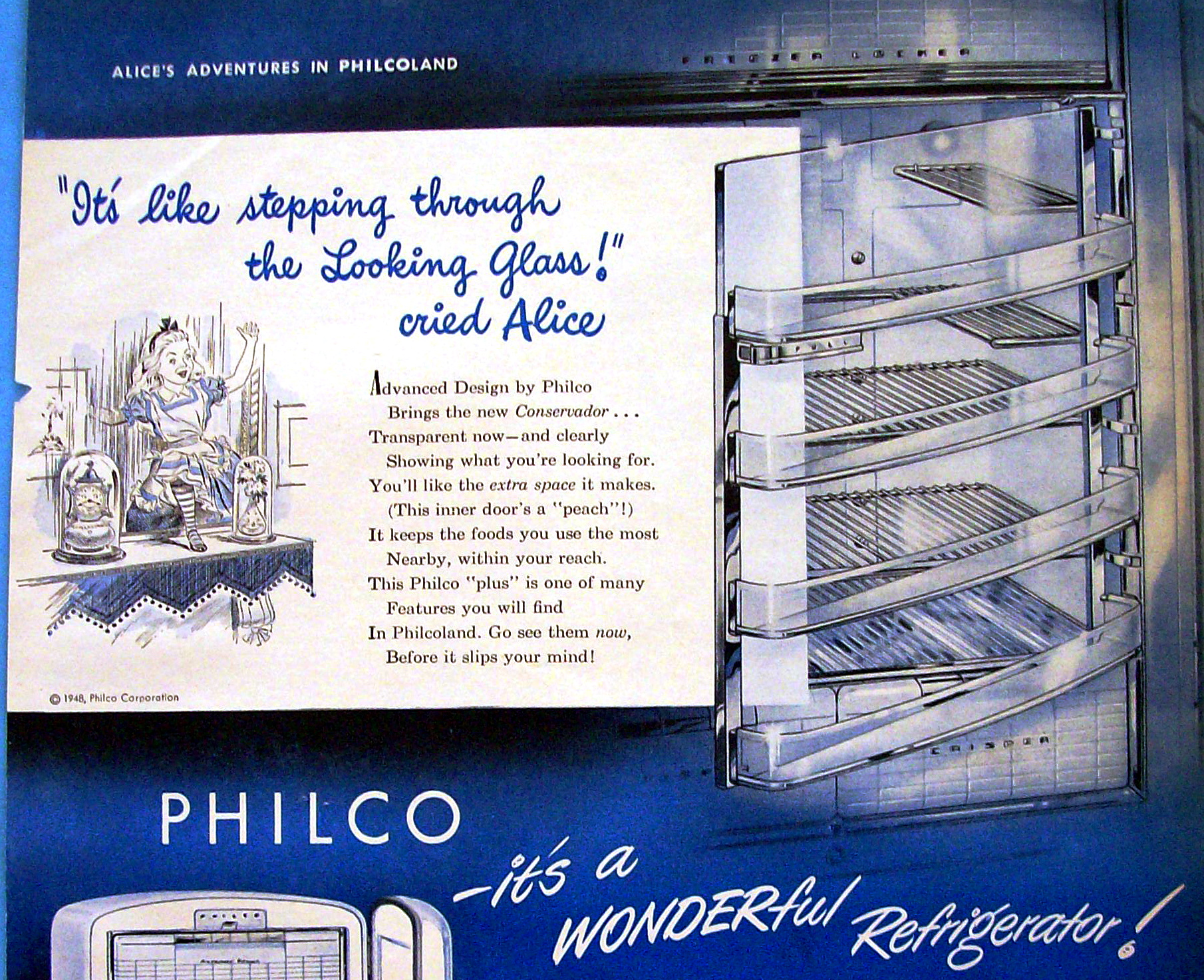 1948 Philco Refrigerator with Alice In Philcoland
