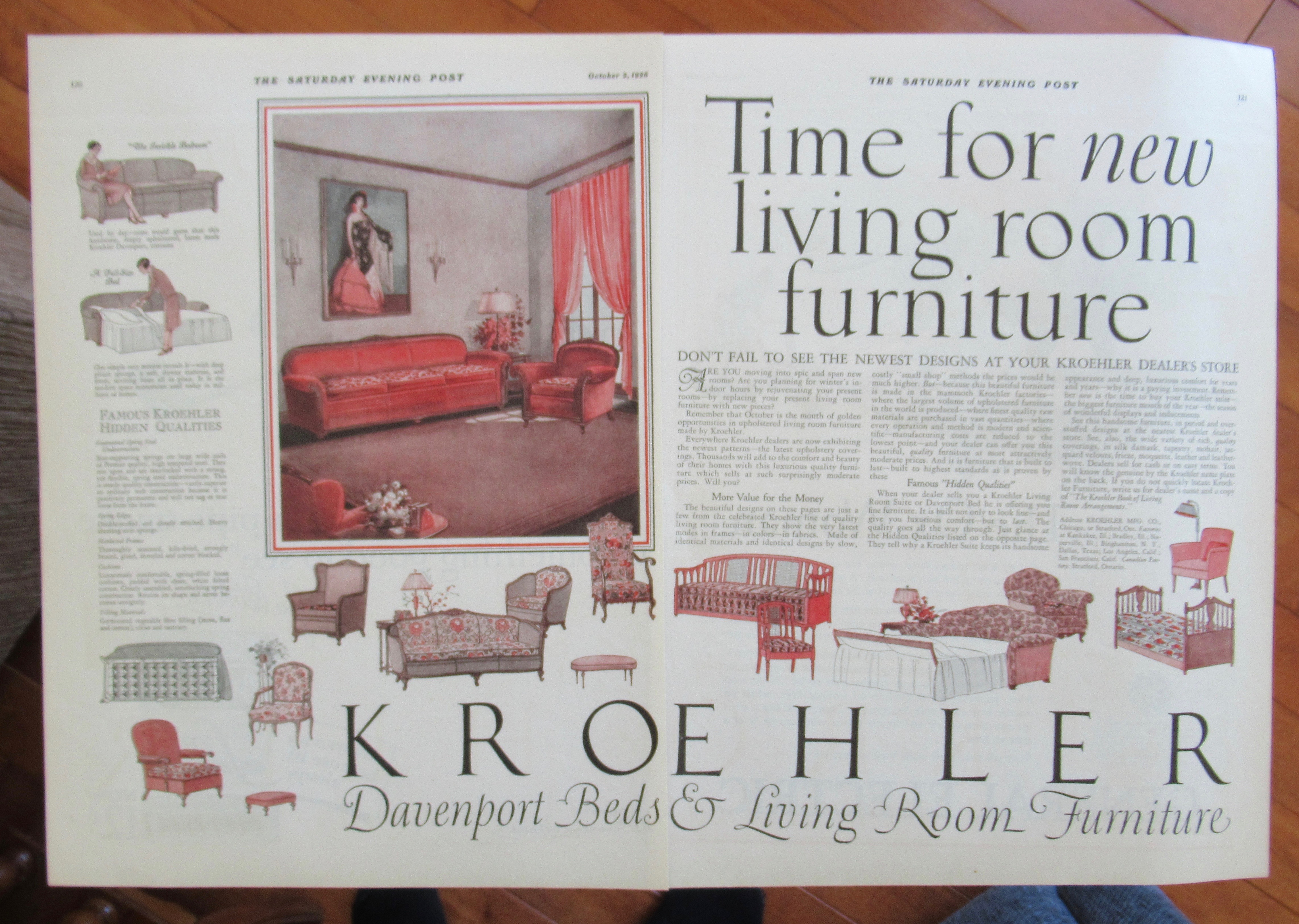 1926 Kroehler Furniture with Living Room Furniture