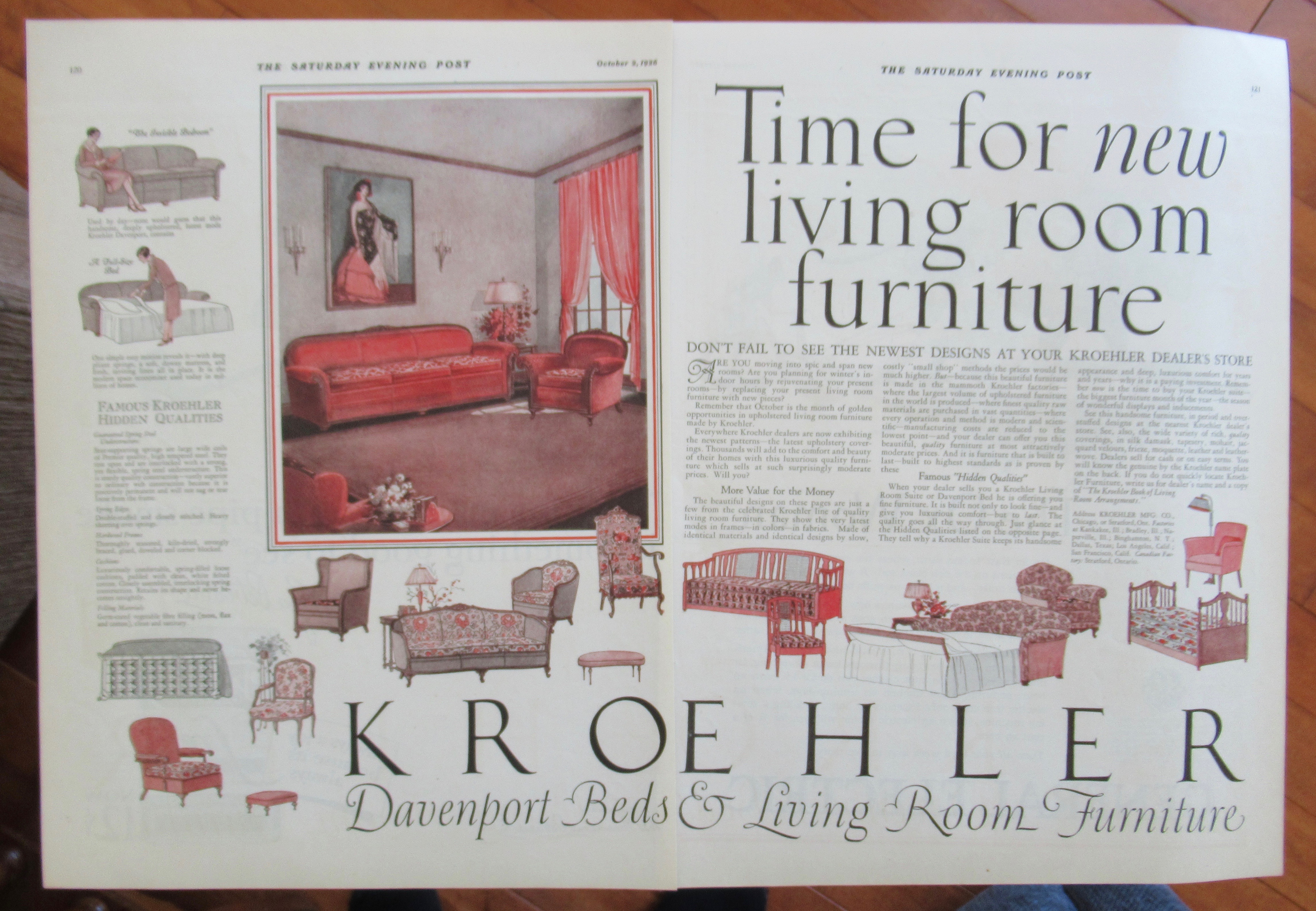 1926 Kroehler Furniture with Living Room Furniture