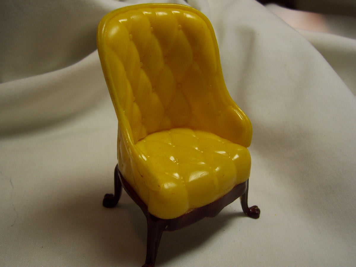 Dollhouse Wing Back Chair Marx 1964 Yellow
