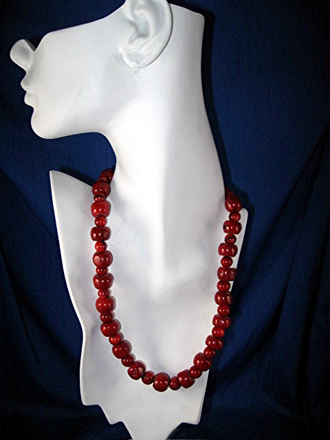 Coral Artist Beads Necklace Sterling Silver Toggle
