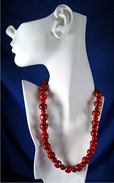 Coral Artist Beads Necklace Sterling Silver Toggle